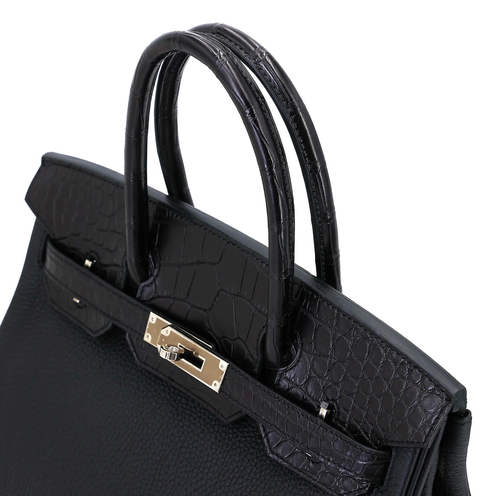 Unused ( Rank NS ) HERMÈS Birkin 30 touch Noir (89) Togo Matte Alligator Palladium hardware Z (2021) - 3