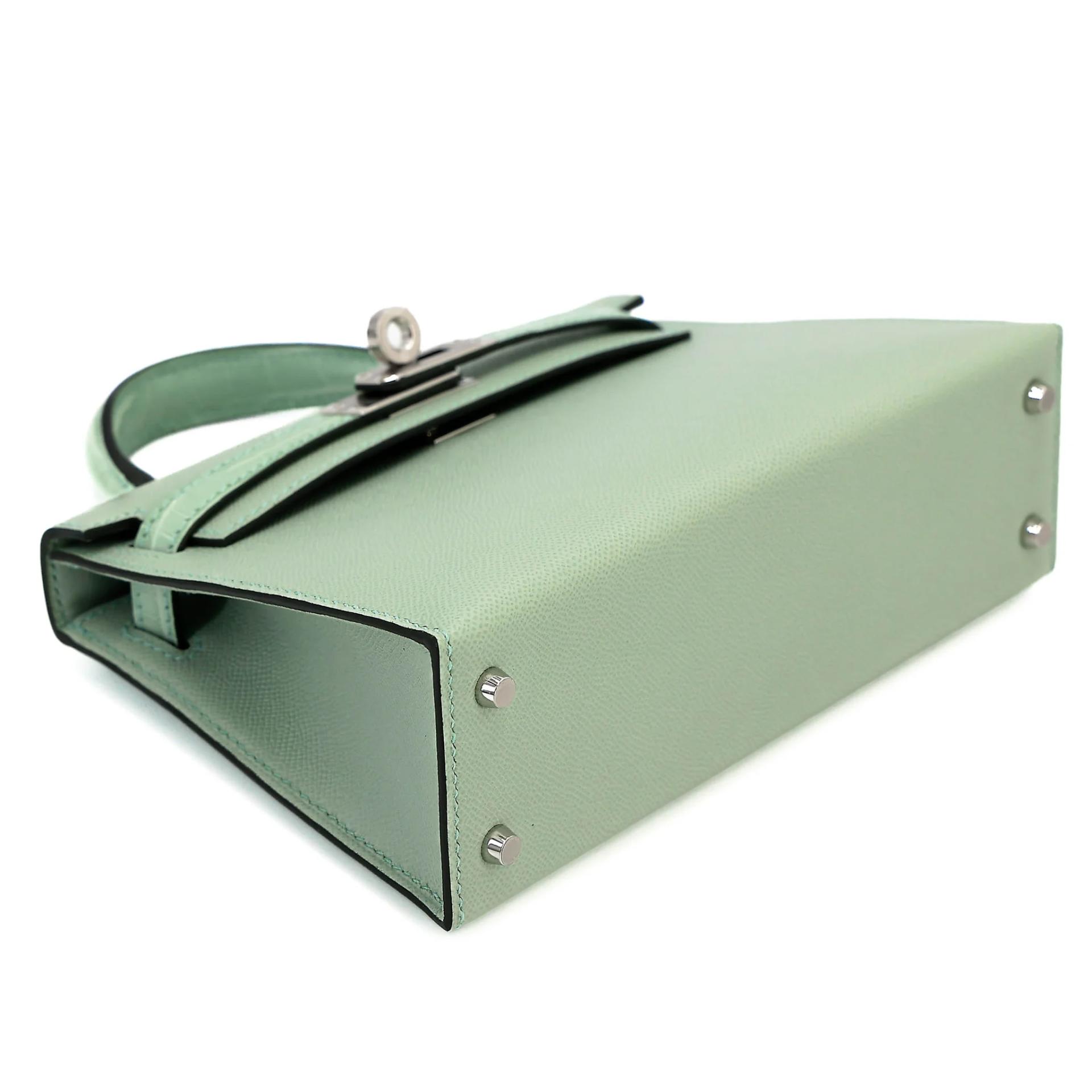 Brand New ( Rank N ) HERMÈS Mini Kelly II Touch Vert d’Eau (6U) Matte Alligator Madame Palladium hardware G (2026) - 5