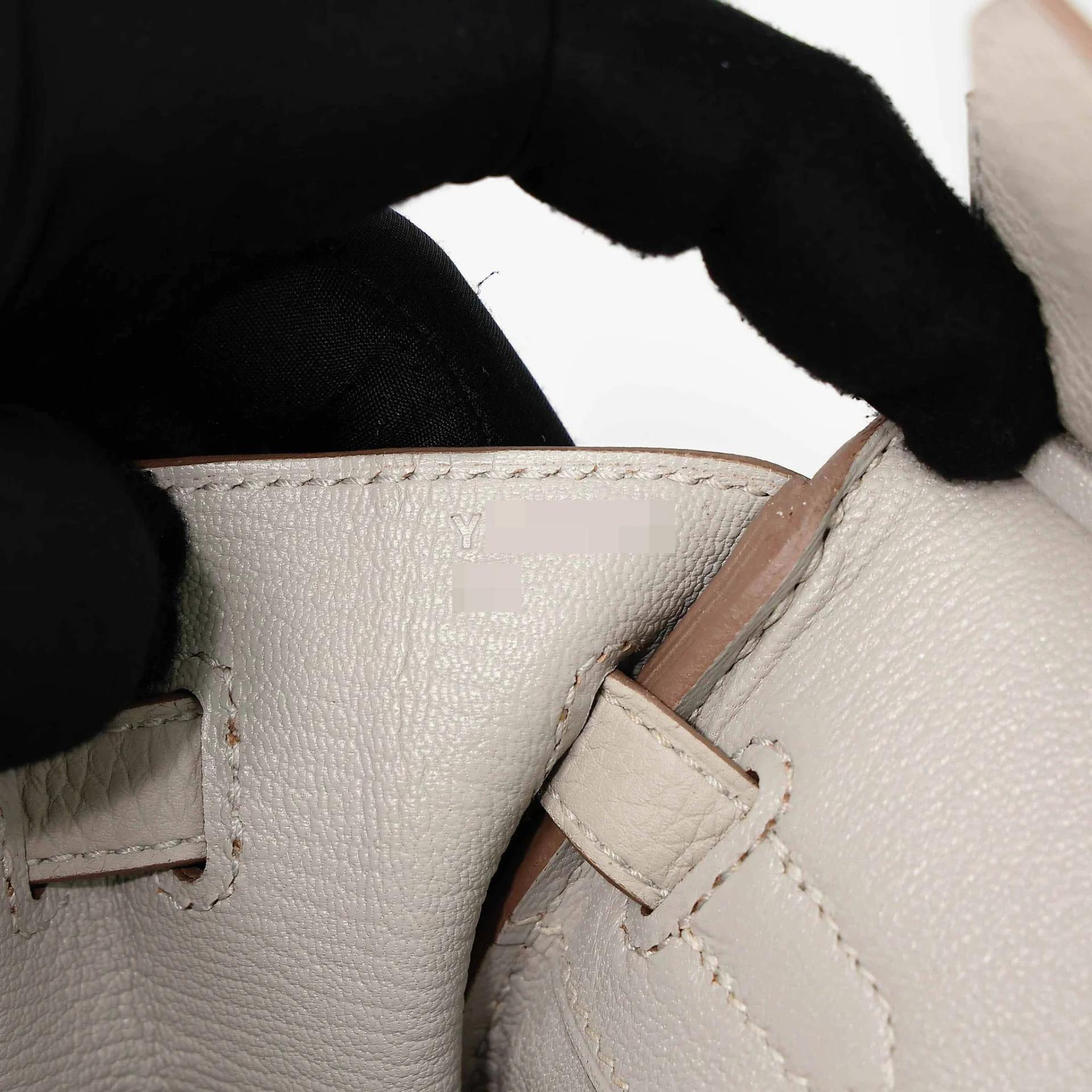 Excellent ( Rank SA ) HERMÈS Birkin 25 Gris Perle (80) Togo Palladium hardware Y (2020) - 14