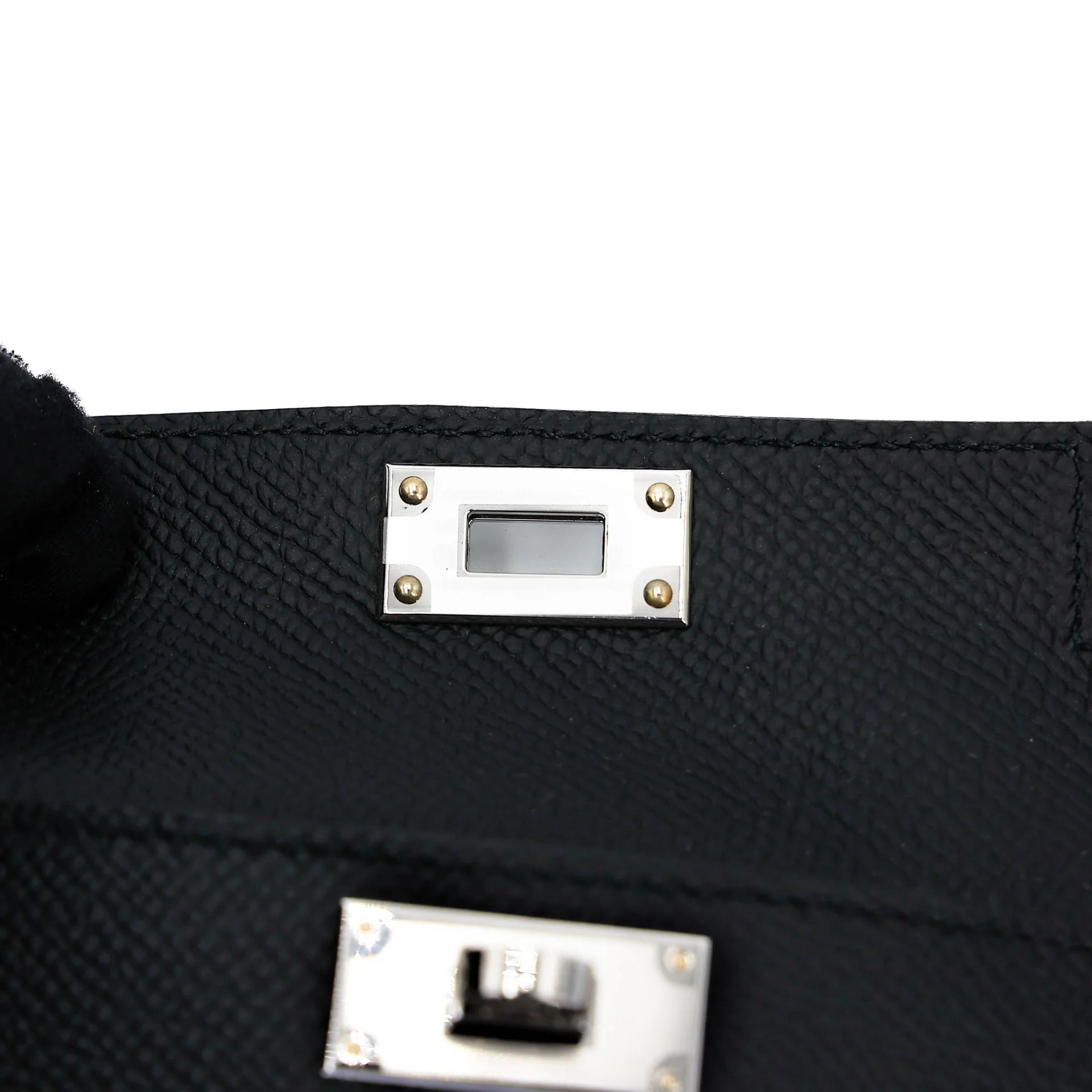 Unused ( Rank NS ) HERMÈS Kelly Pocket Bag Strap Noir (89) Epsom Swift Palladium hardware B (2023) - 5