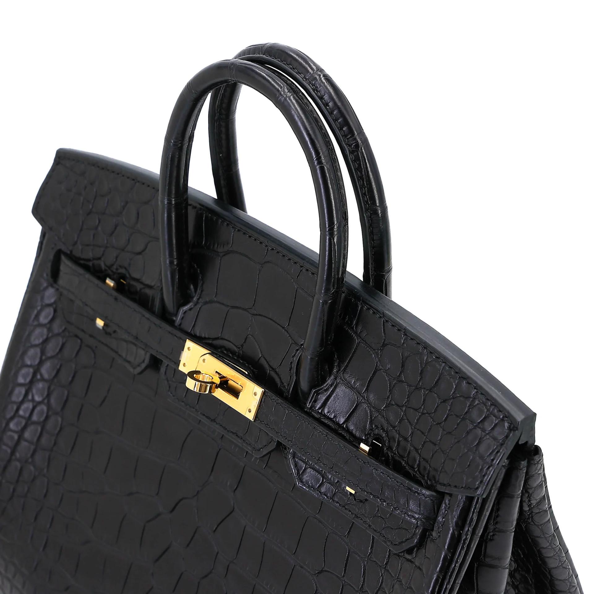 Unused ( Rank NS ) HERMÈS Birkin 25 Noir (89) Matte Alligator Gold hardware B (2023) - 3