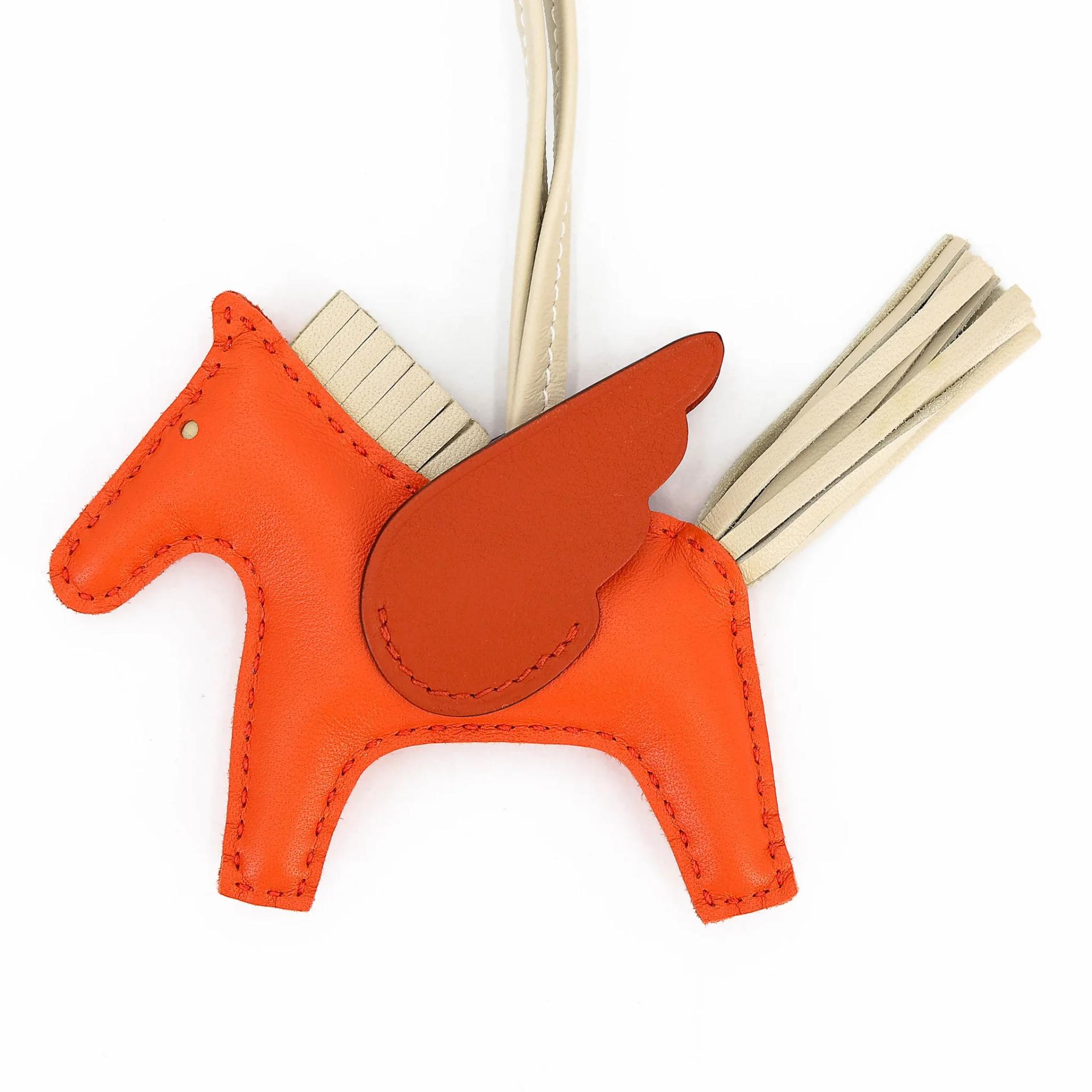 Excellent ( Rank SA ) HERMÈS Rodeo Pegase PM Orange Poppy (8V) Craie (10) Orange (93) Agneau Milo Z (2021) - 4