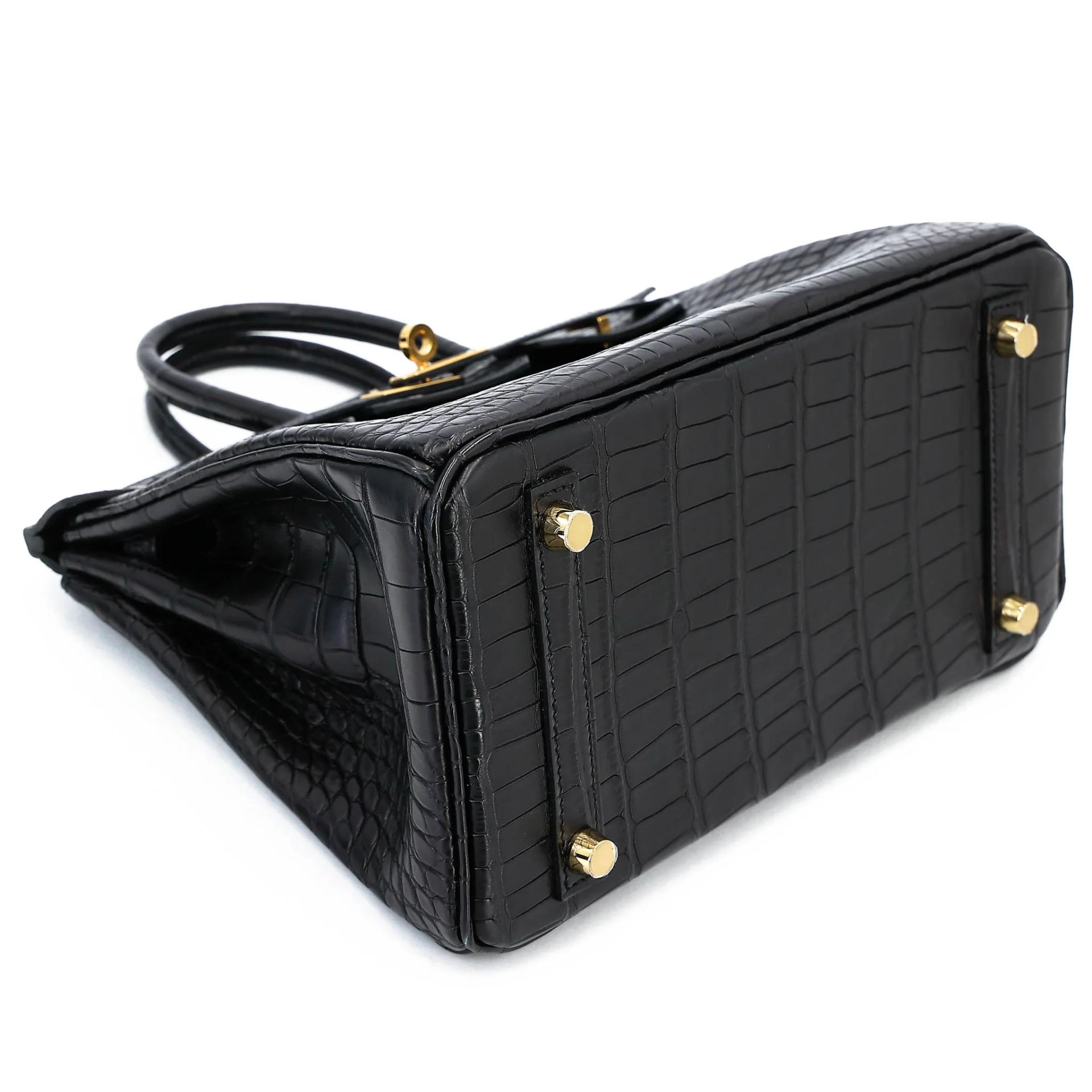 Unused ( Rank NS ) HERMÈS Birkin 25 Noir (89) Matte Alligator Gold hardware B (2023) - 5
