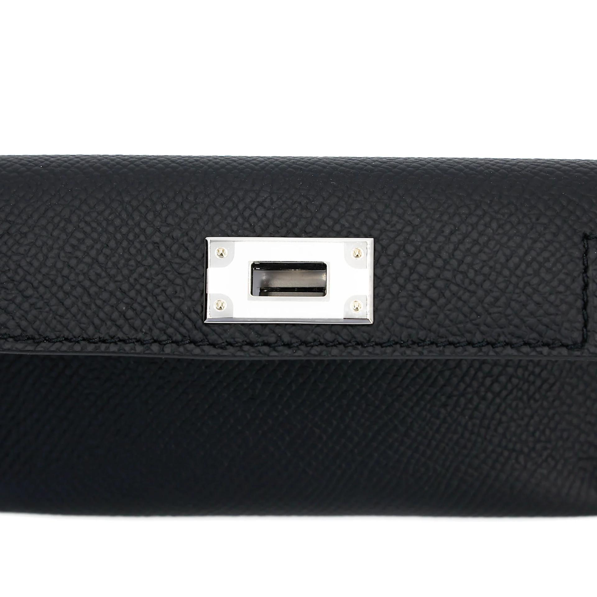 Unused ( Rank NS ) HERMÈS Kelly Pocket Bag Strap Noir (89) Epsom Swift Palladium hardware B (2023) - 4