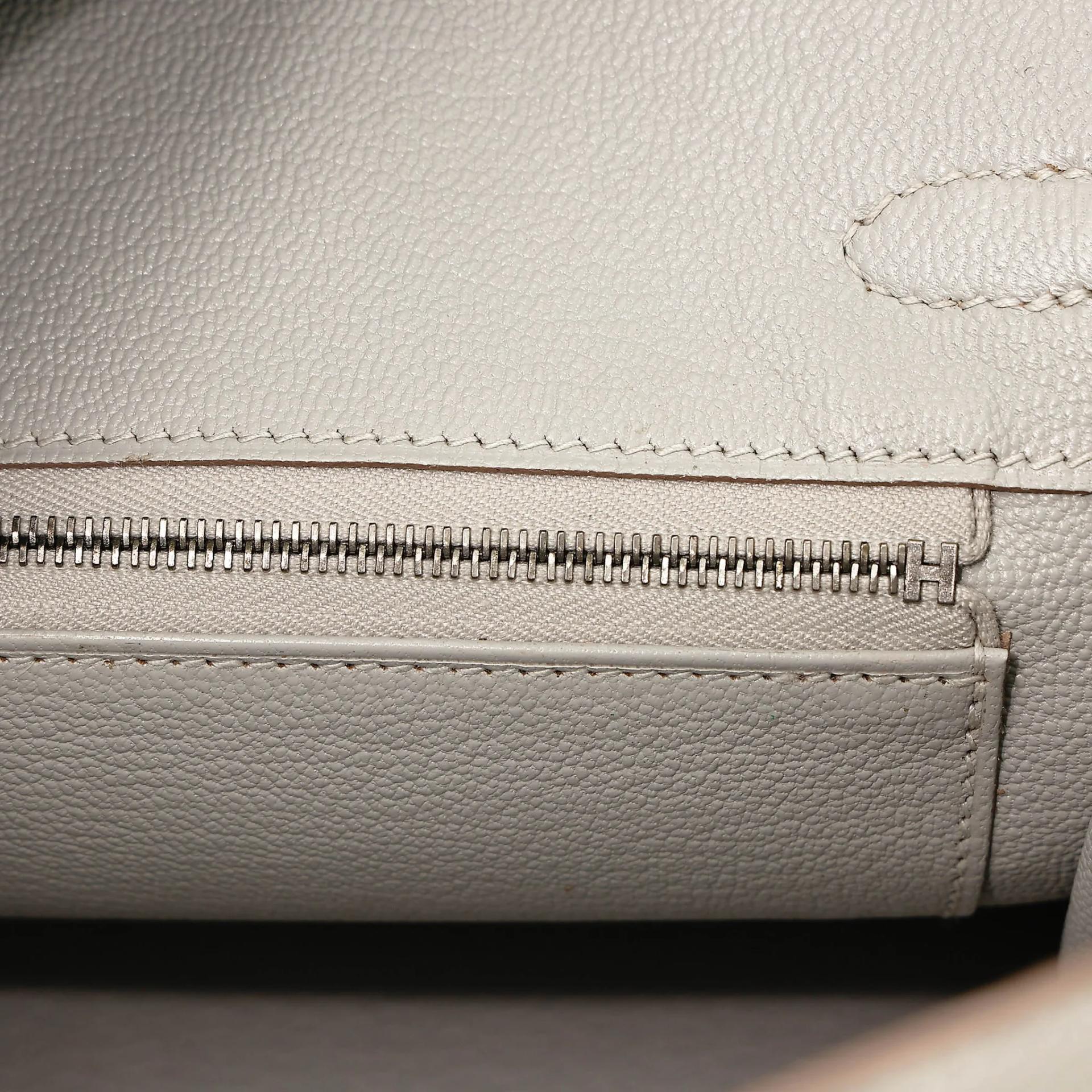 Excellent ( Rank SA ) HERMÈS Birkin 25 Gris Perle (80) Togo Palladium hardware Y (2020) - 13