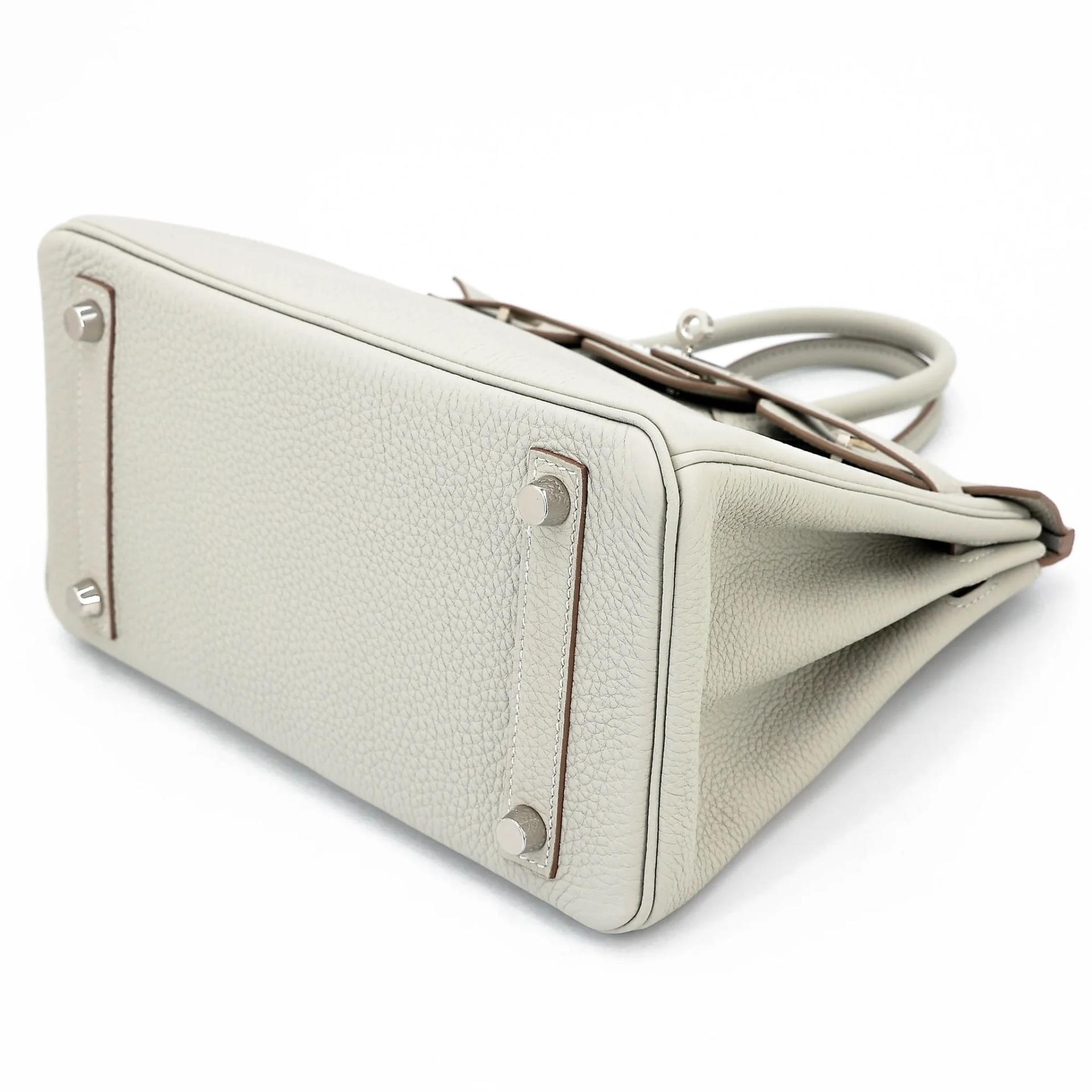 Excellent ( Rank SA ) HERMÈS Birkin 25 Gris Perle (80) Togo Palladium hardware Y (2020) - 4