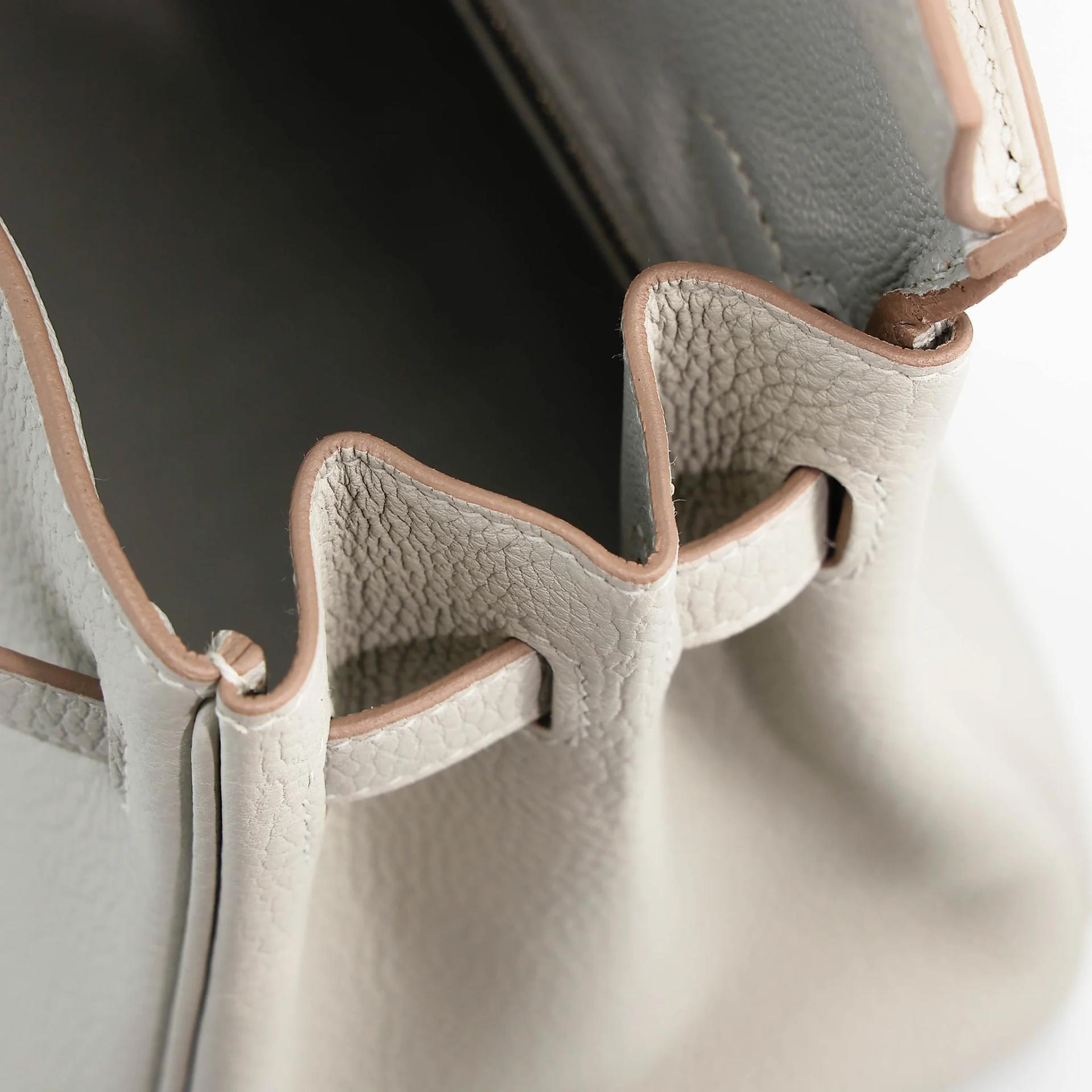 Excellent ( Rank SA ) HERMÈS Birkin 25 Gris Perle (80) Togo Palladium hardware Y (2020) - 15