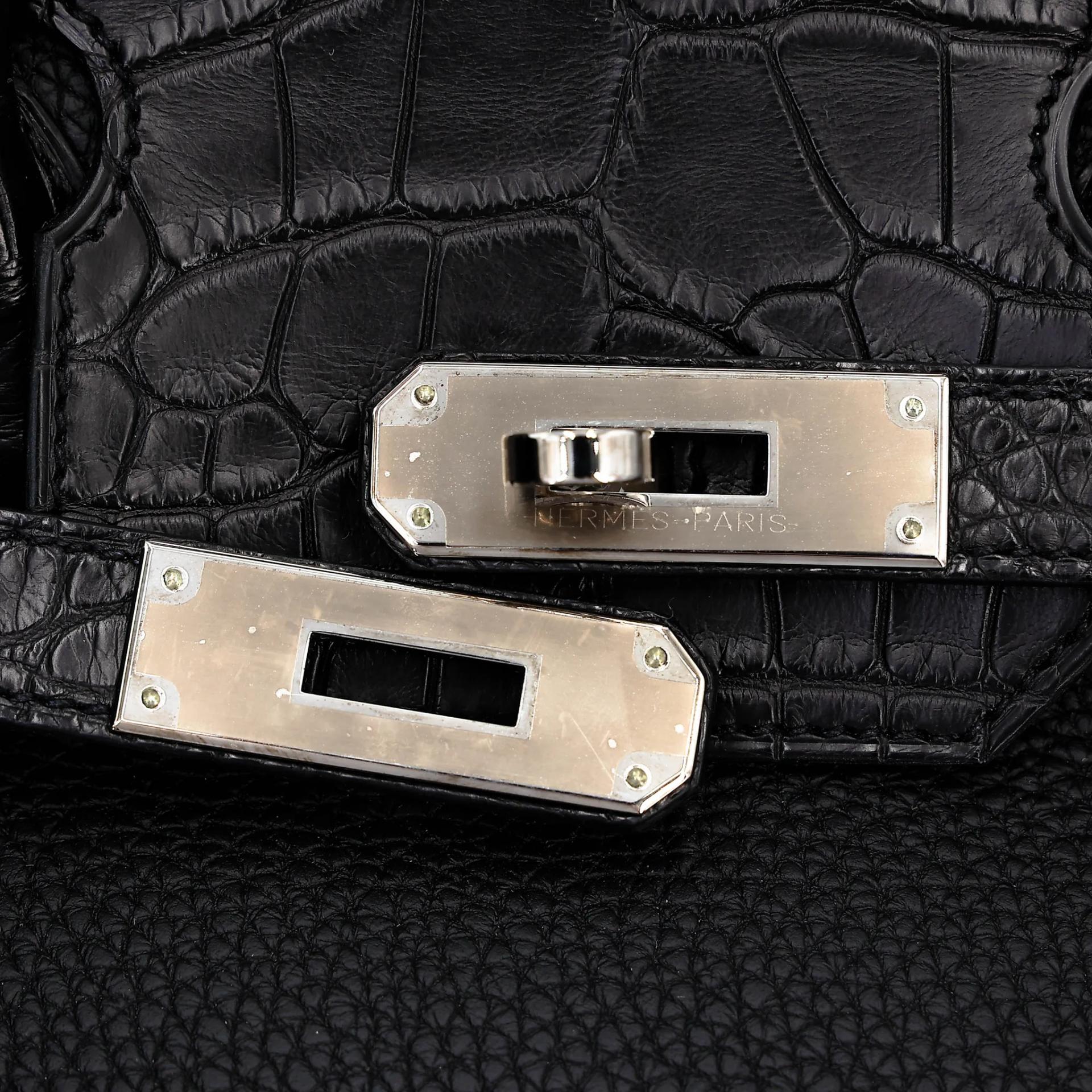 Unused ( Rank NS ) HERMÈS Birkin 30 touch Noir (89) Togo Matte Alligator Palladium hardware Z (2021) - 8