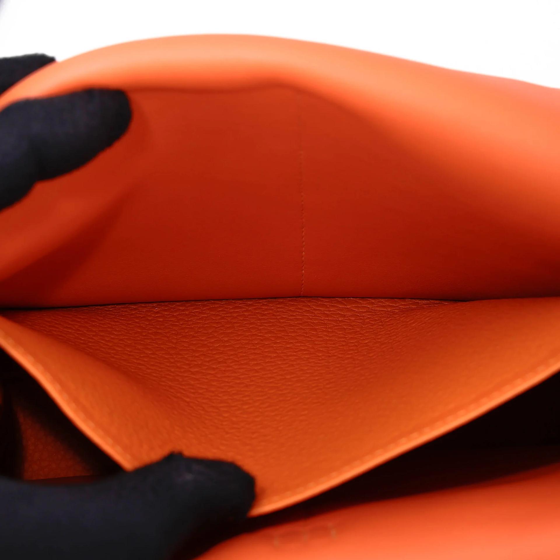 Unused ( Rank NS ) HERMÈS Halzan 25 Orange (93) Clemence Palladium hardware B (2023) - 18