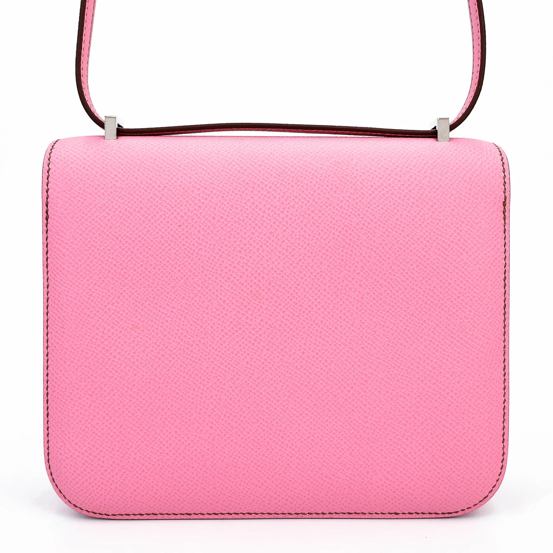 Excellent ( Rank SA ) HERMÈS Constance Mini Pink (5P) Epsom Palladium hardware Y (2020) - 2