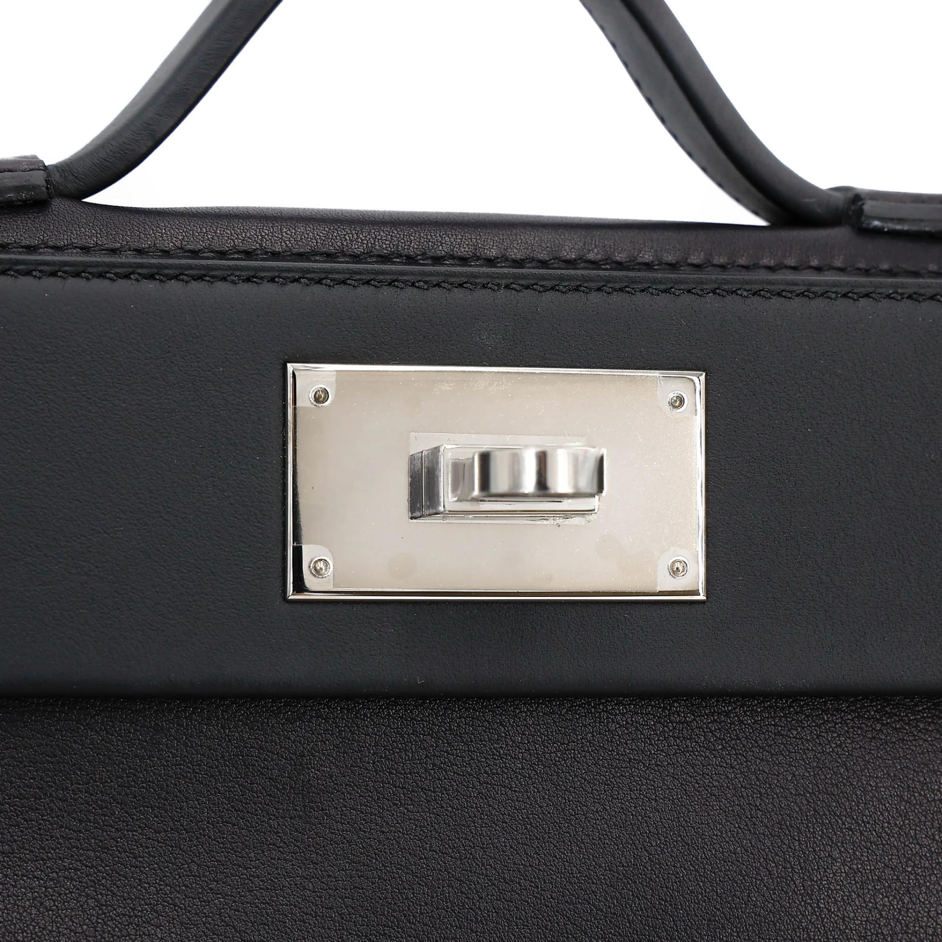 Excellent ( Rank SA ) HERMÈS 24/24 - 21 mini Noir (89) Swift Palladium hardware W (2024) - 16