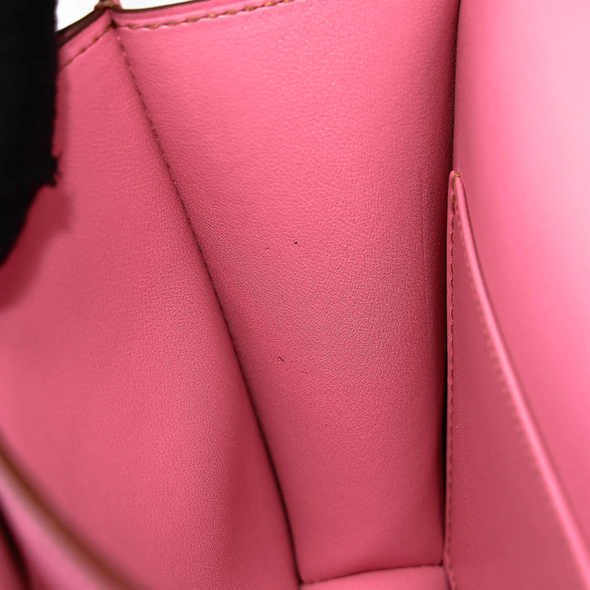 Excellent ( Rank SA ) HERMÈS Constance Mini Pink (5P) Epsom Palladium hardware Y (2020) - 16