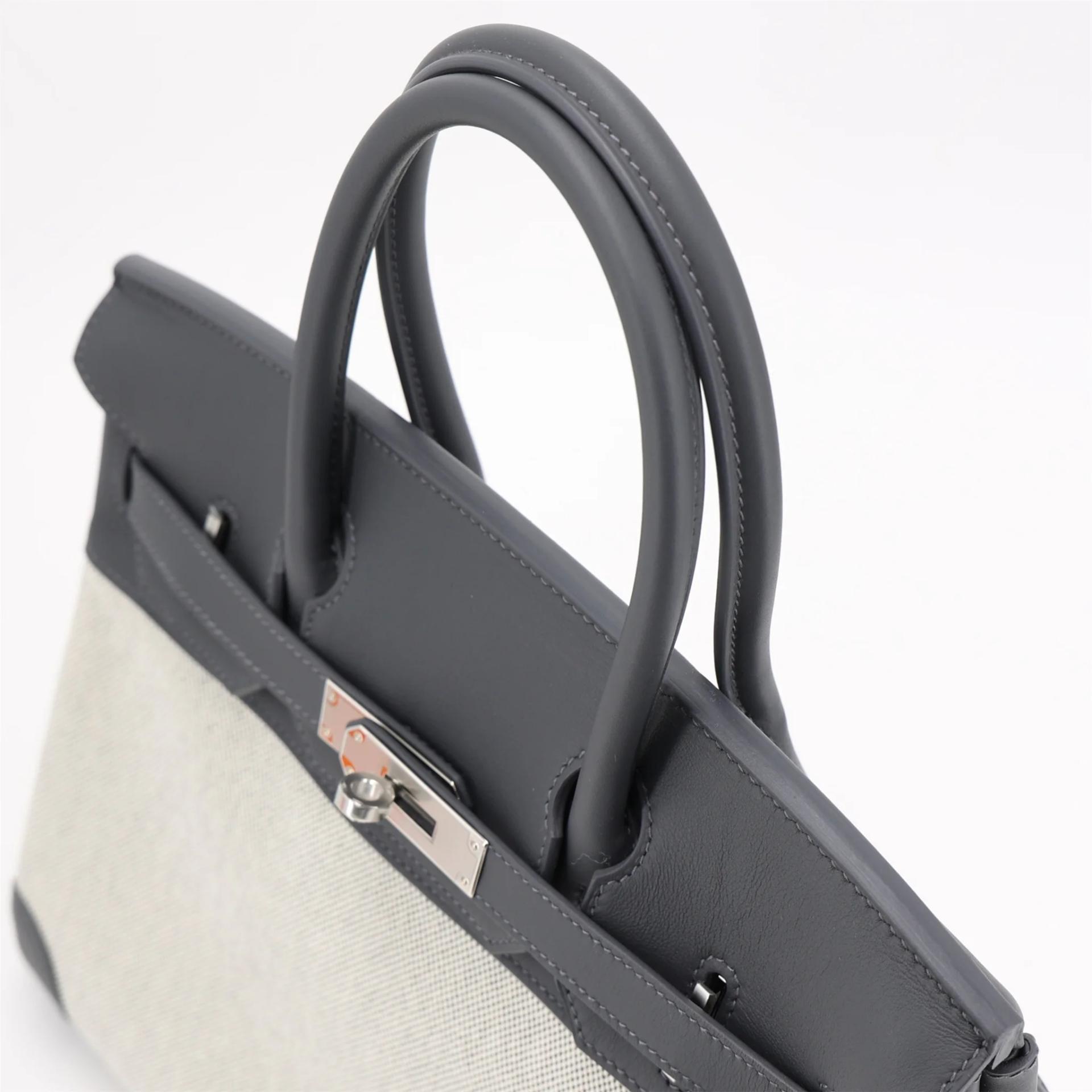 Brand New ( Rank N ) HERMÈS Birkin 30 Ardoise (85) Toile H canvas Swift Palladium hardware G (2026) - 3