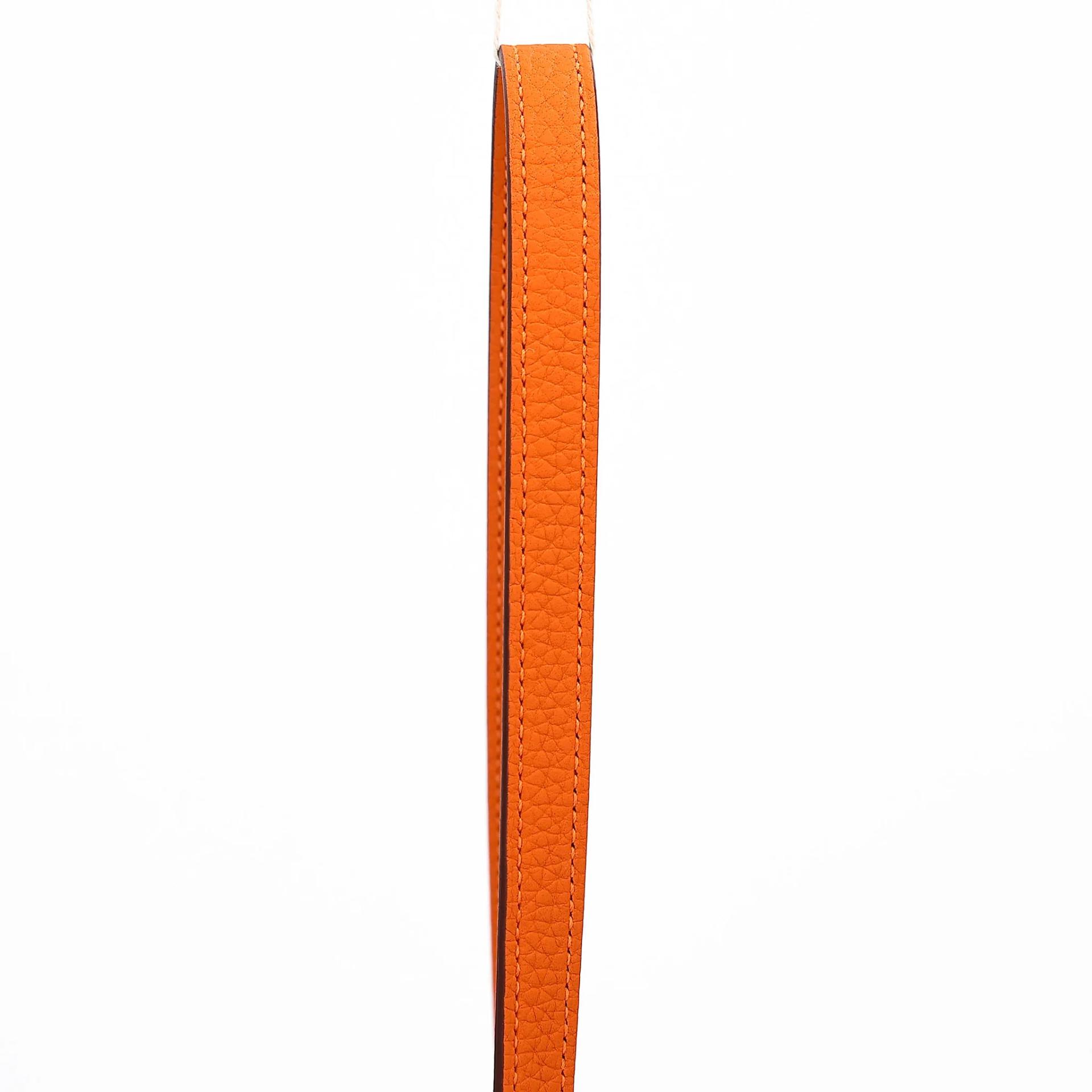 Unused ( Rank NS ) HERMÈS Halzan 25 Orange (93) Clemence Palladium hardware B (2023) - 3