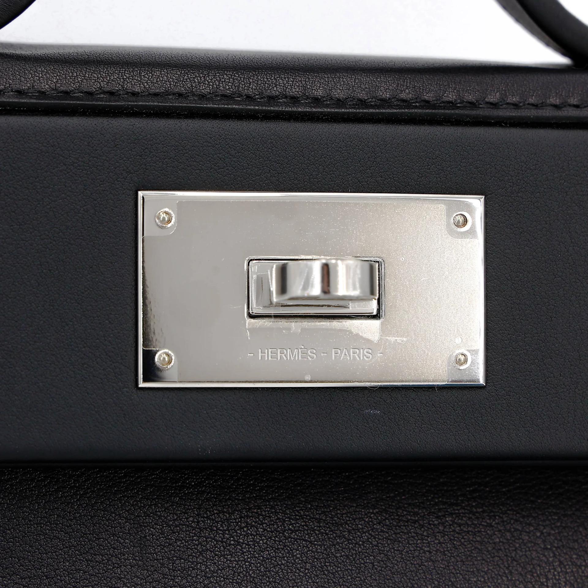Excellent ( Rank SA ) HERMÈS 24/24 - 21 mini Noir (89) Swift Palladium hardware W (2024) - 10