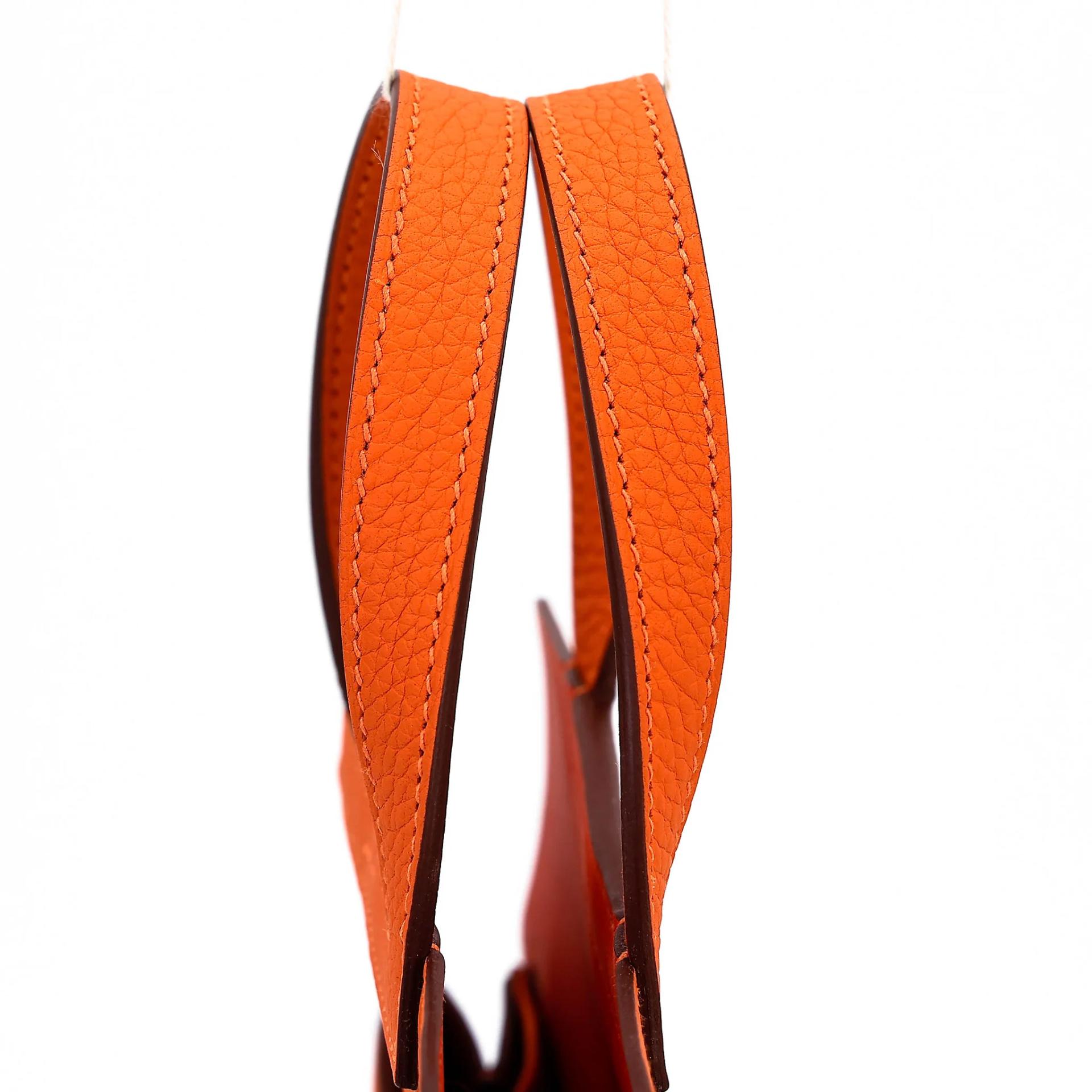 Unused ( Rank NS ) HERMÈS Halzan 25 Orange (93) Clemence Palladium hardware B (2023) - 6
