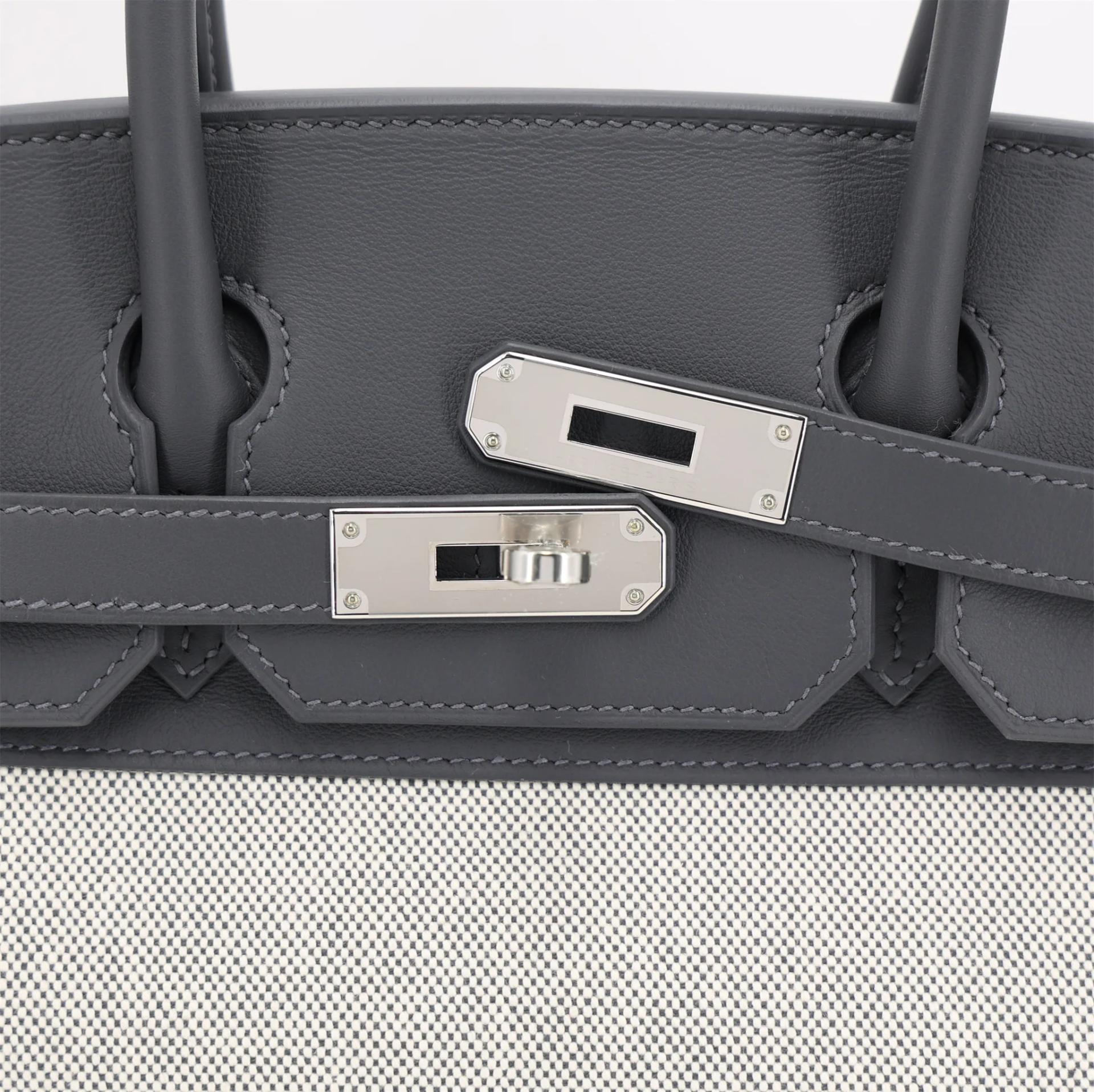 Brand New ( Rank N ) HERMÈS Birkin 30 Ardoise (85) Toile H canvas Swift Palladium hardware G (2026) - 8
