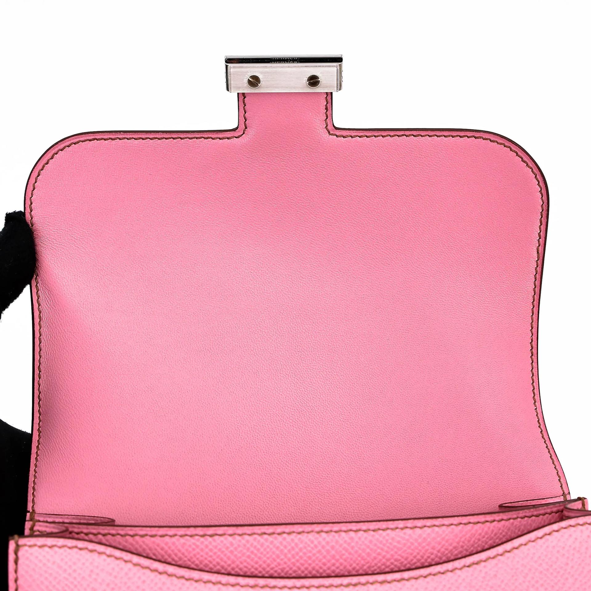 Excellent ( Rank SA ) HERMÈS Constance Mini Pink (5P) Epsom Palladium hardware Y (2020) - 11