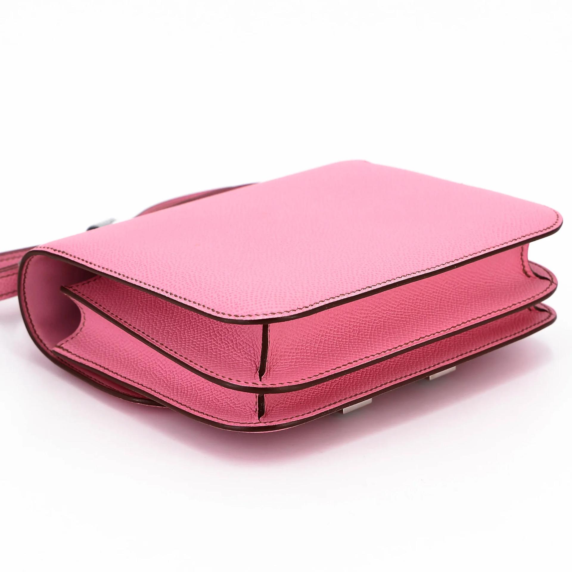 Excellent ( Rank SA ) HERMÈS Constance Mini Pink (5P) Epsom Palladium hardware Y (2020) - 7