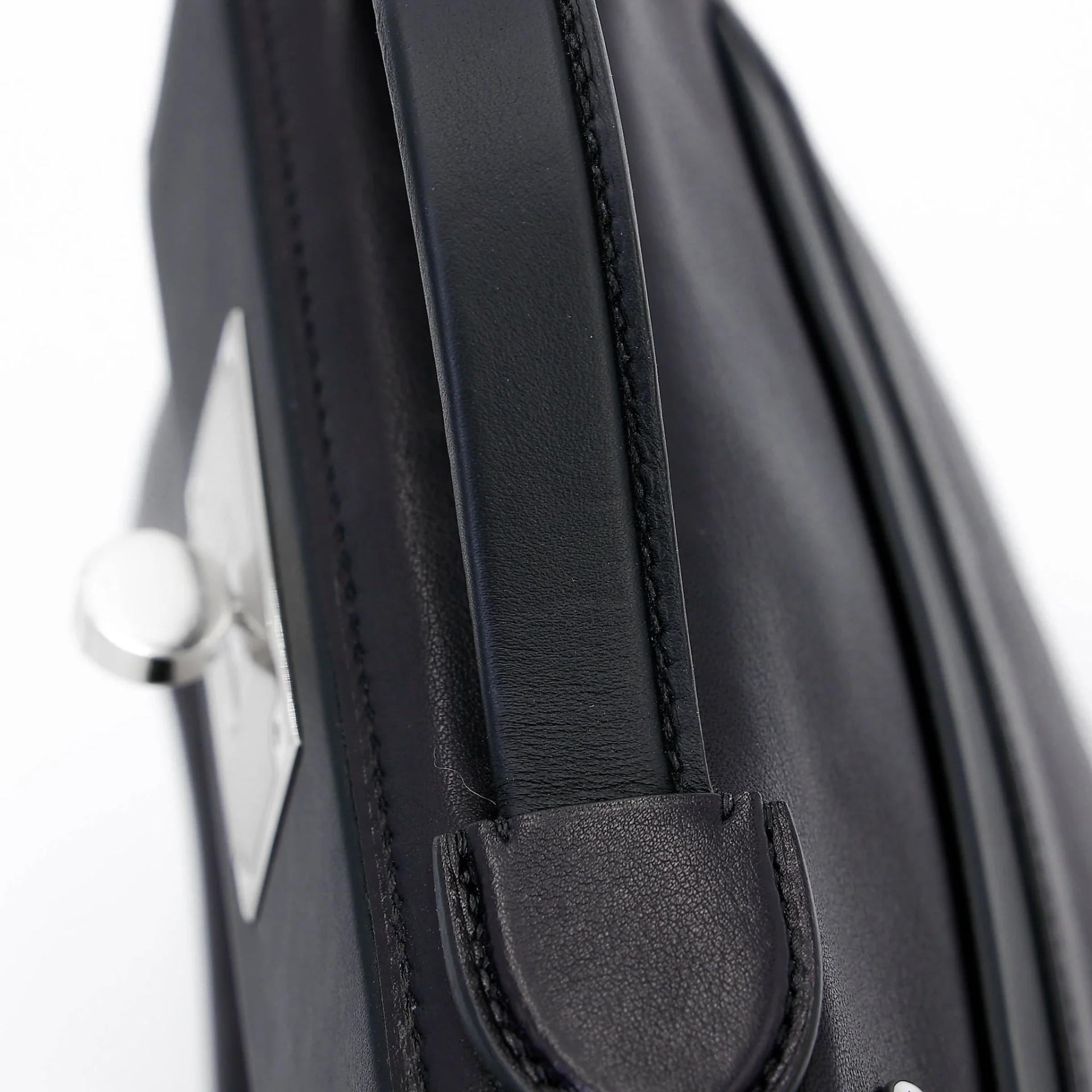 Excellent ( Rank SA ) HERMÈS 24/24 - 21 mini Noir (89) Swift Palladium hardware W (2024) - 8