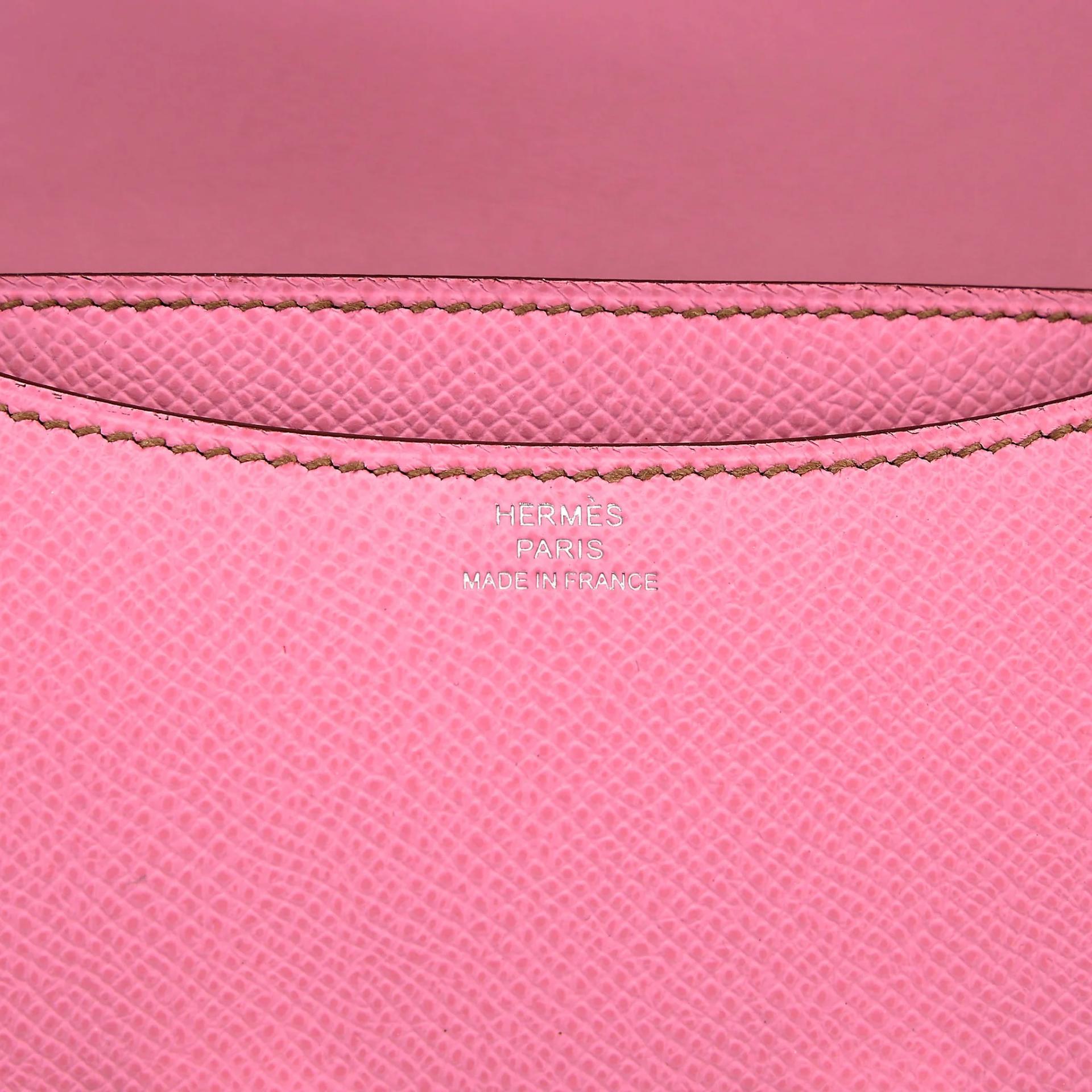 Excellent ( Rank SA ) HERMÈS Constance Mini Pink (5P) Epsom Palladium hardware Y (2020) - 12
