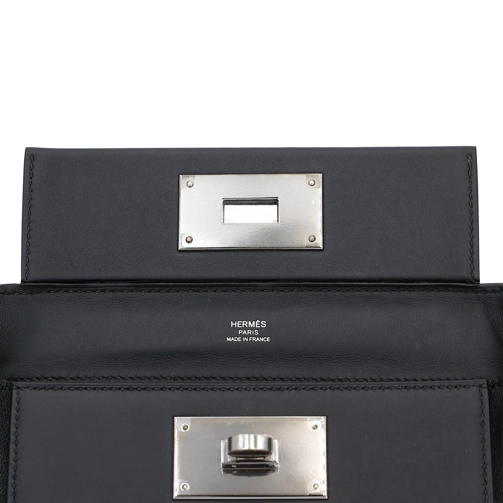 Excellent ( Rank SA ) HERMÈS 24/24 - 21 mini Noir (89) Swift Palladium hardware W (2024) - 15