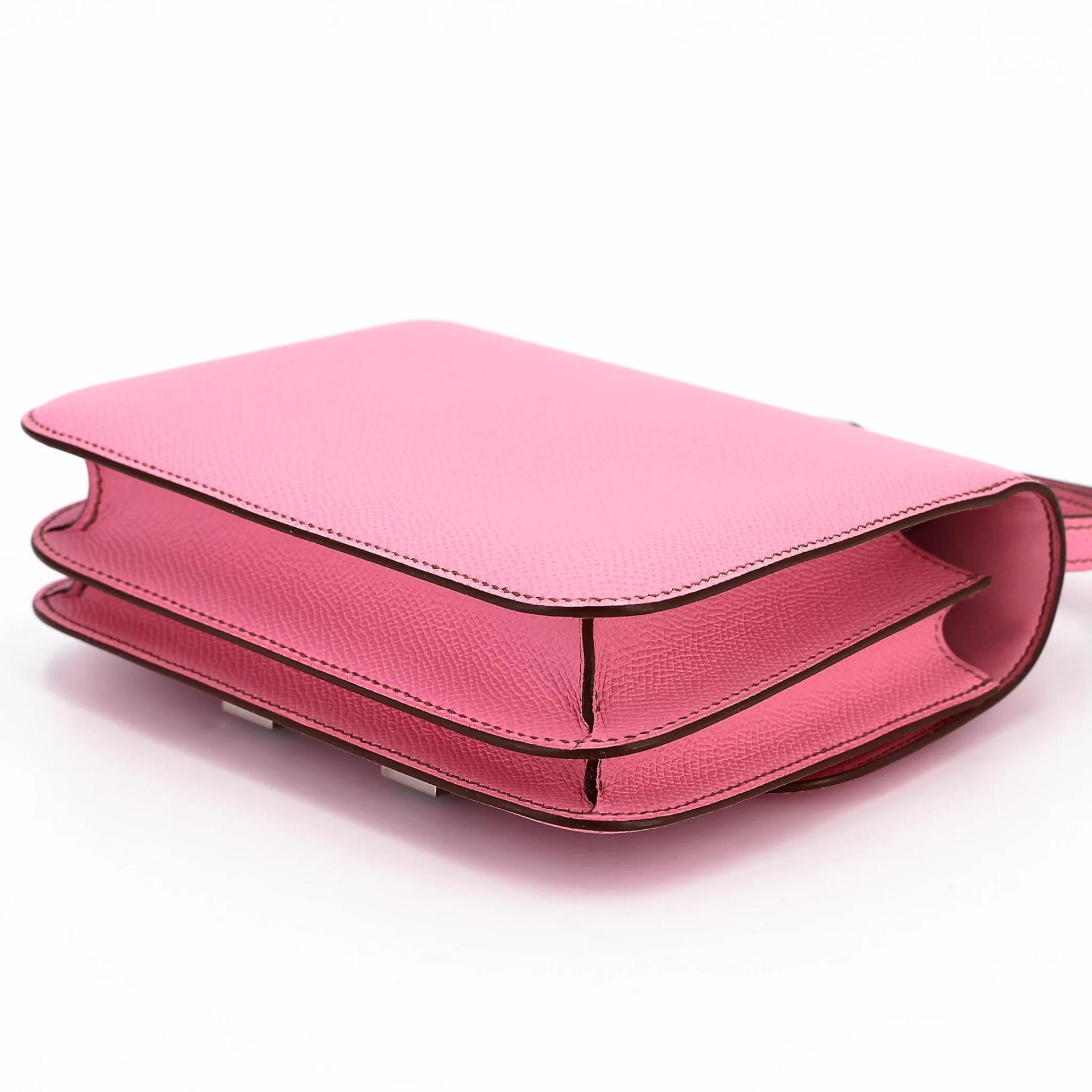 Excellent ( Rank SA ) HERMÈS Constance Mini Pink (5P) Epsom Palladium hardware Y (2020) - 6