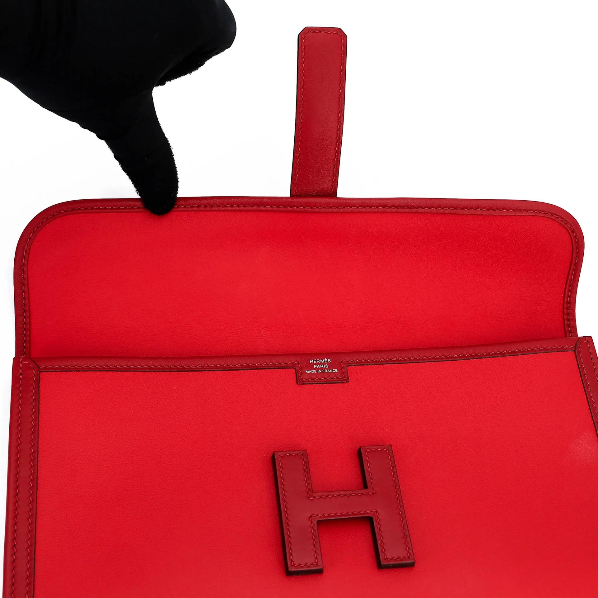 Unused ( Rank NS ) HERMÈS Jige 29 Verso Rouge de Coeur (S3) Rouge Casaque (Q5) Swift Y (2020) - 8