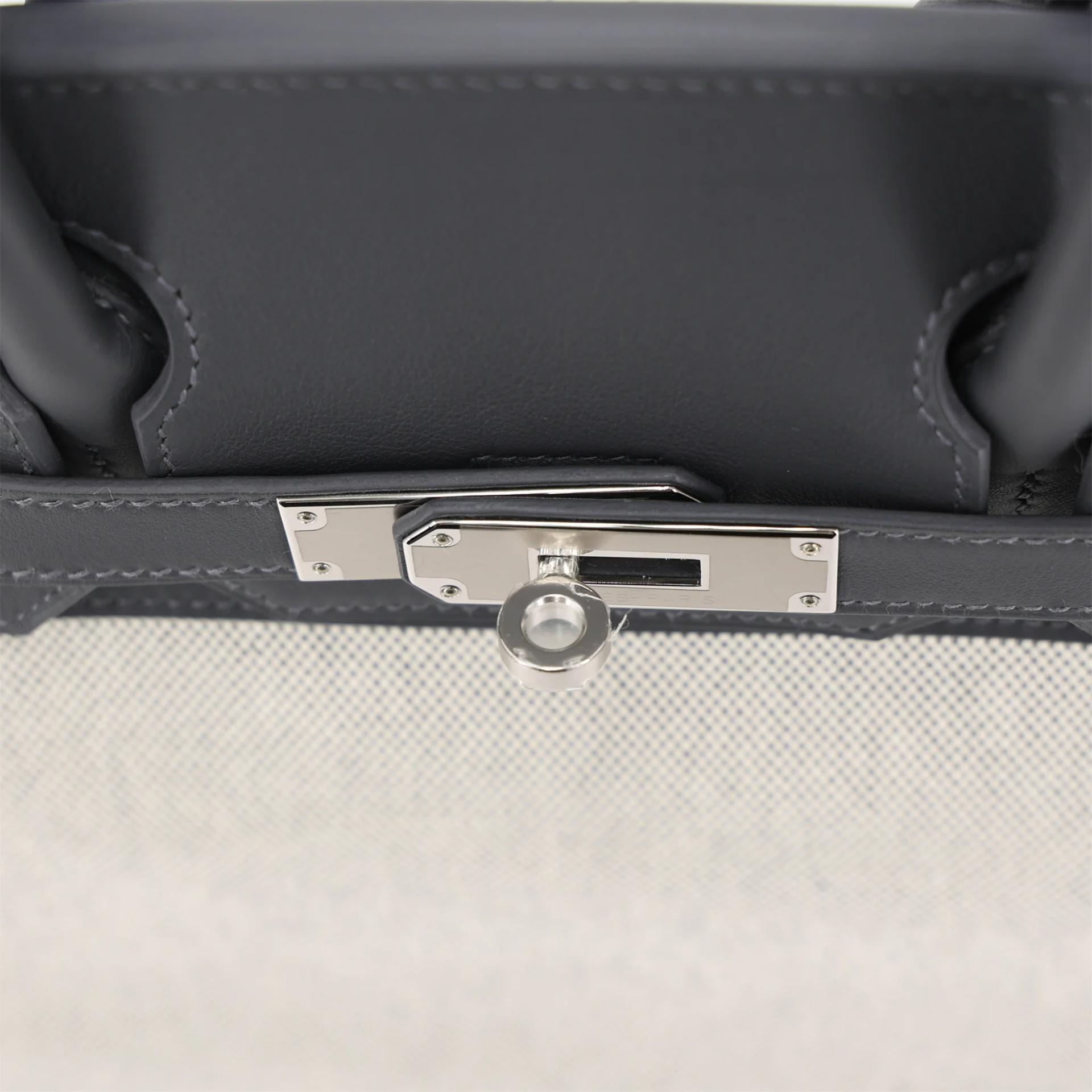 Brand New ( Rank N ) HERMÈS Birkin 30 Ardoise (85) Toile H canvas Swift Palladium hardware G (2026) - 9