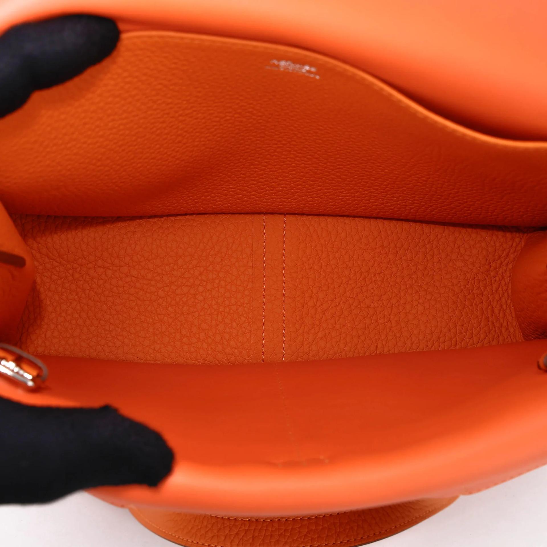 Unused ( Rank NS ) HERMÈS Halzan 25 Orange (93) Clemence Palladium hardware B (2023) - 19