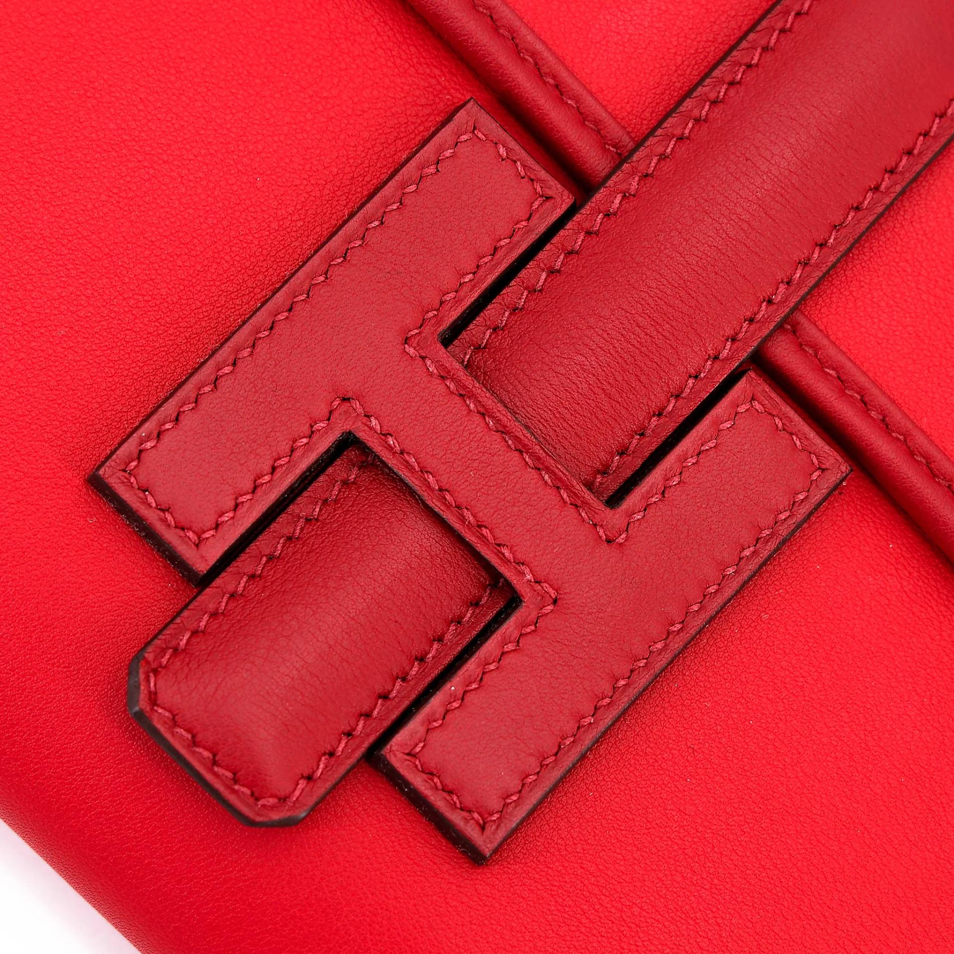Unused ( Rank NS ) HERMÈS Jige 29 Verso Rouge de Coeur (S3) Rouge Casaque (Q5) Swift Y (2020) - 7
