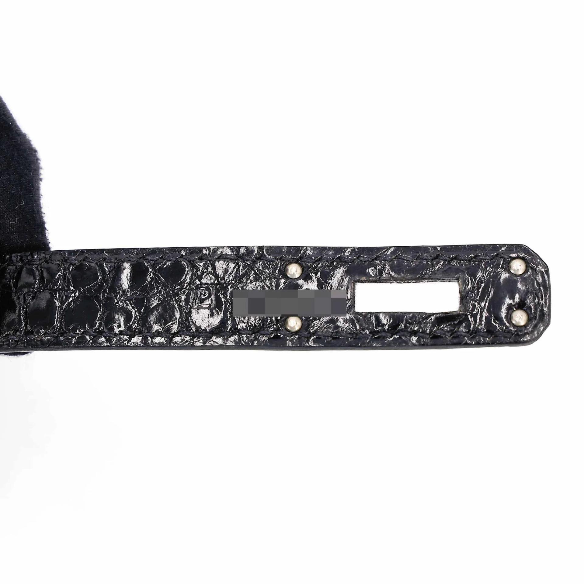 Very Good ( Rank A) HERMÈS Kelly Cut Noir (89) Shiny Niloticus Crocodile Palladium hardware Square P (2012) - 9