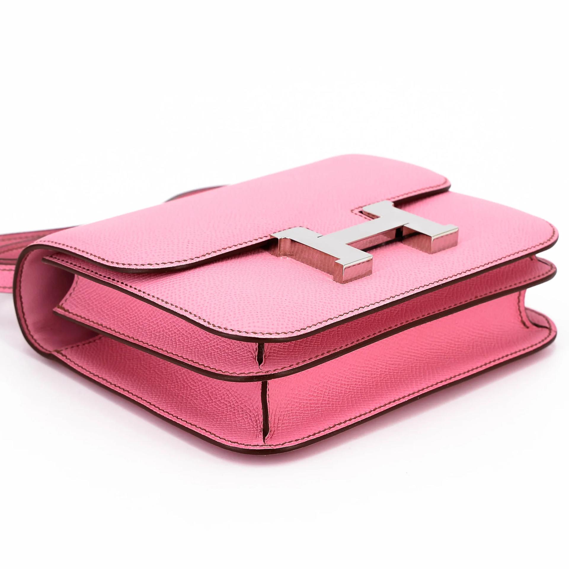 Excellent ( Rank SA ) HERMÈS Constance Mini Pink (5P) Epsom Palladium hardware Y (2020) - 5