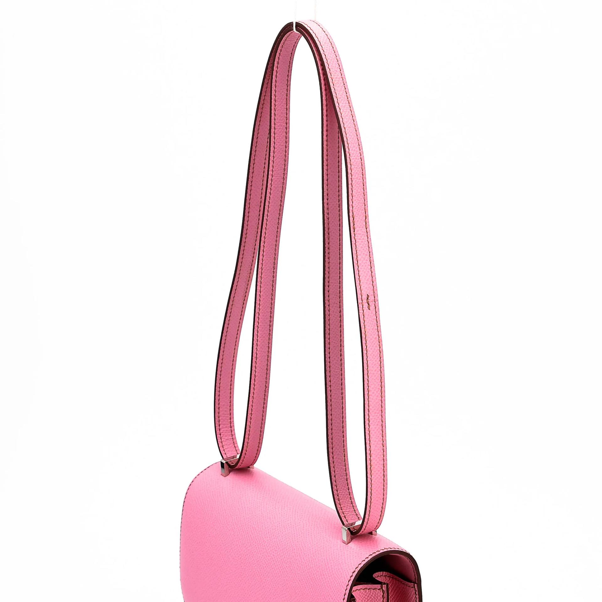 Excellent ( Rank SA ) HERMÈS Constance Mini Pink (5P) Epsom Palladium hardware Y (2020) - 3