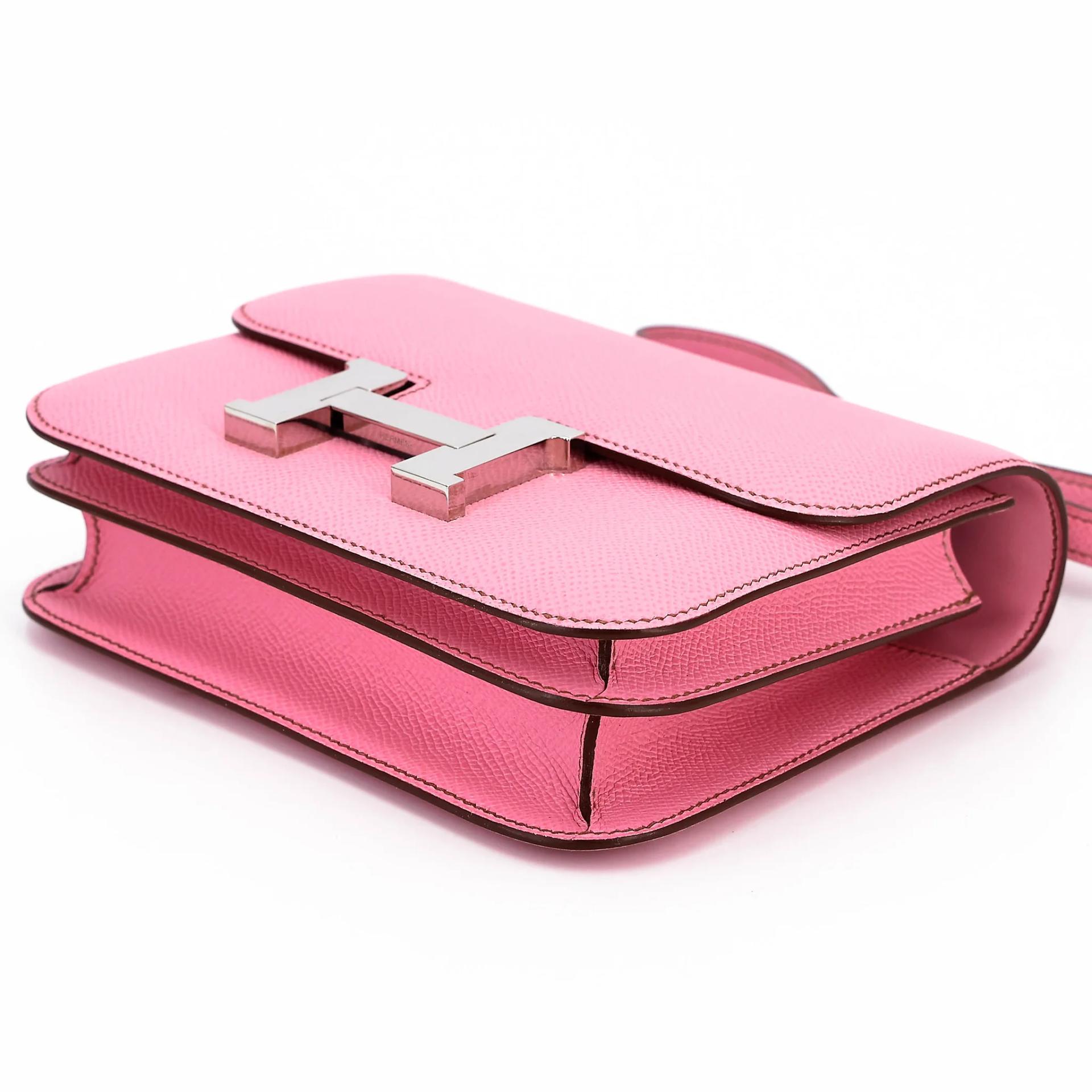 Excellent ( Rank SA ) HERMÈS Constance Mini Pink (5P) Epsom Palladium hardware Y (2020) - 4