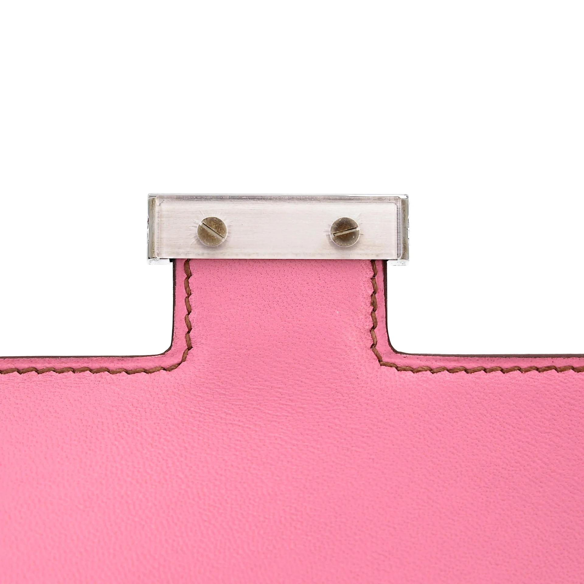 Excellent ( Rank SA ) HERMÈS Constance Mini Pink (5P) Epsom Palladium hardware Y (2020) - 10