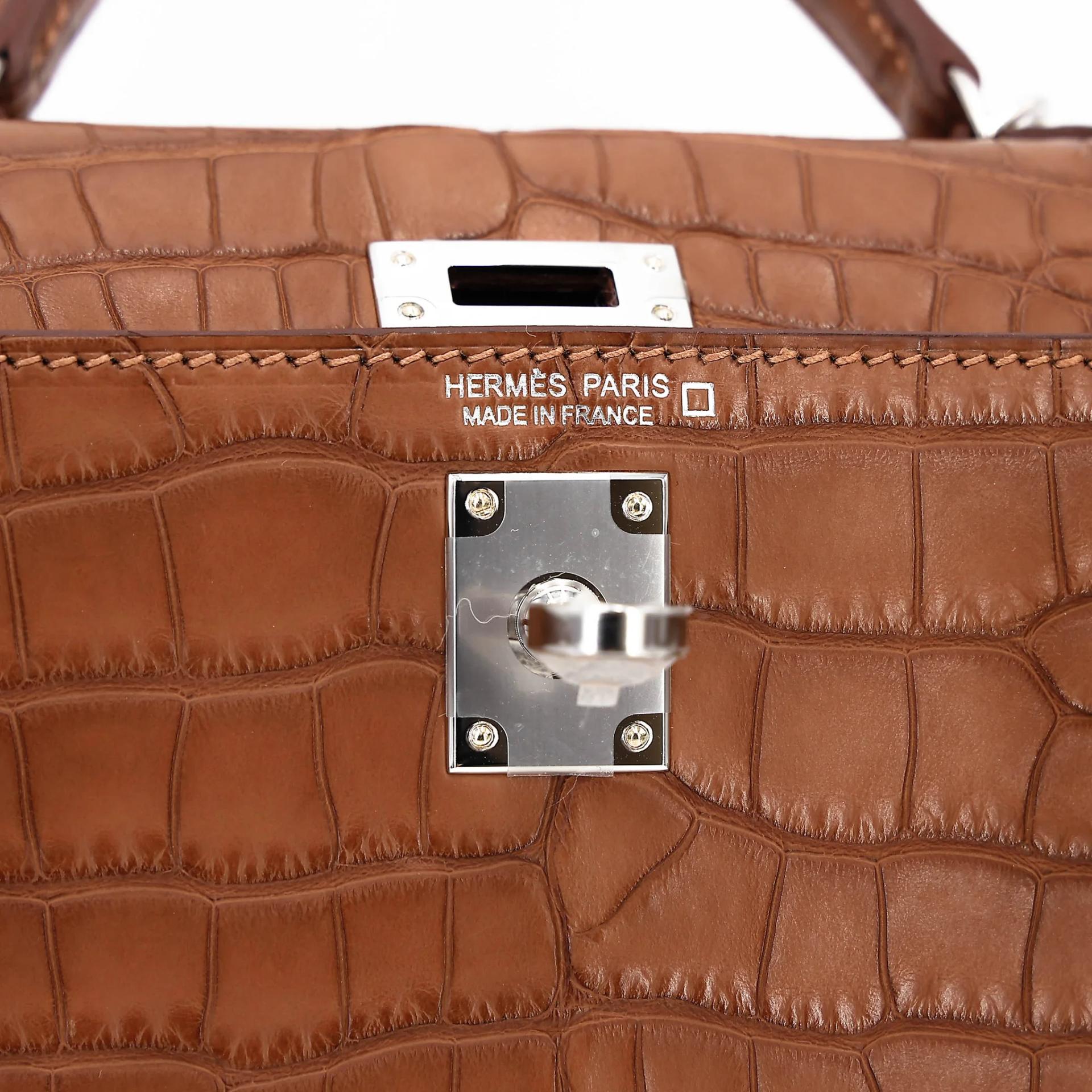 ランク N 新品 HERMÈS エルメス ミニケリー2 ゴールド (37) クロコダイル アリゲーター マット シルバー金具 G刻印 (2026) - 14