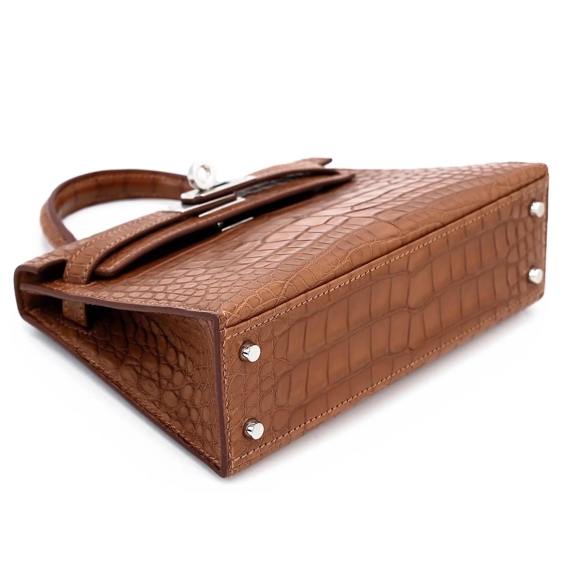 ランク N 新品 HERMÈS エルメス ミニケリー2 ゴールド (37) クロコダイル アリゲーター マット シルバー金具 G刻印 (2026) - 5