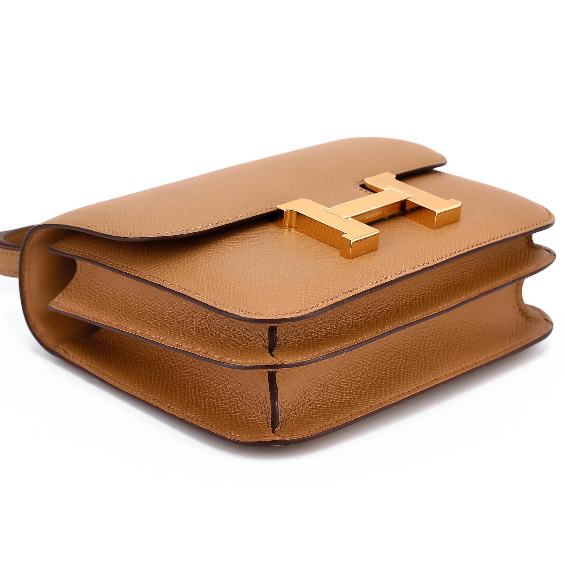 Brand New ( Rank N ) HERMÈS Constance Mini 19 Mirror Biscuit (4B) Epsom Gold hardware K (2025) - 5