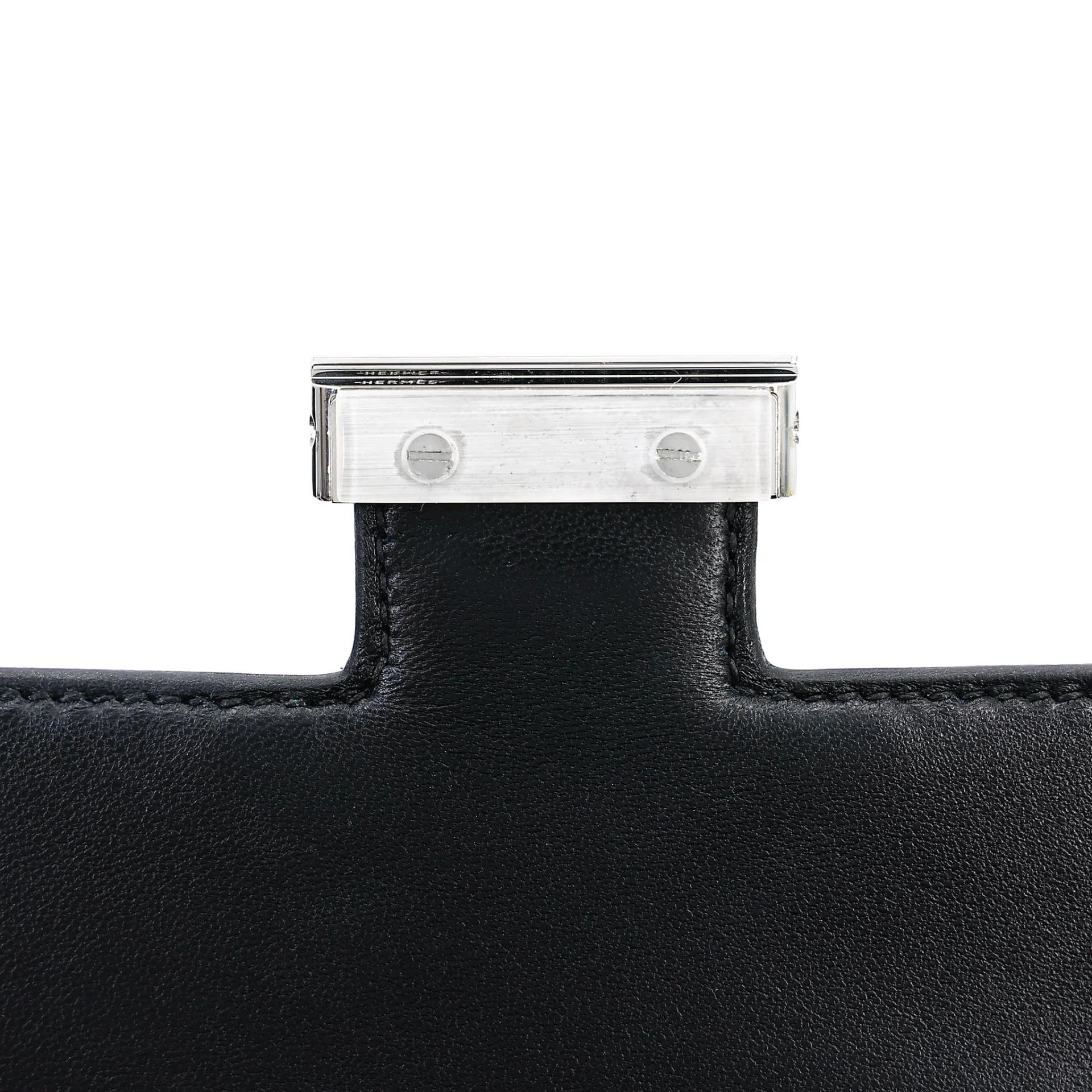 Very Good ( Rank A) HERMÈS Constance Mini Noir (89) Evercolor Palladium hardware A (2017) - 10
