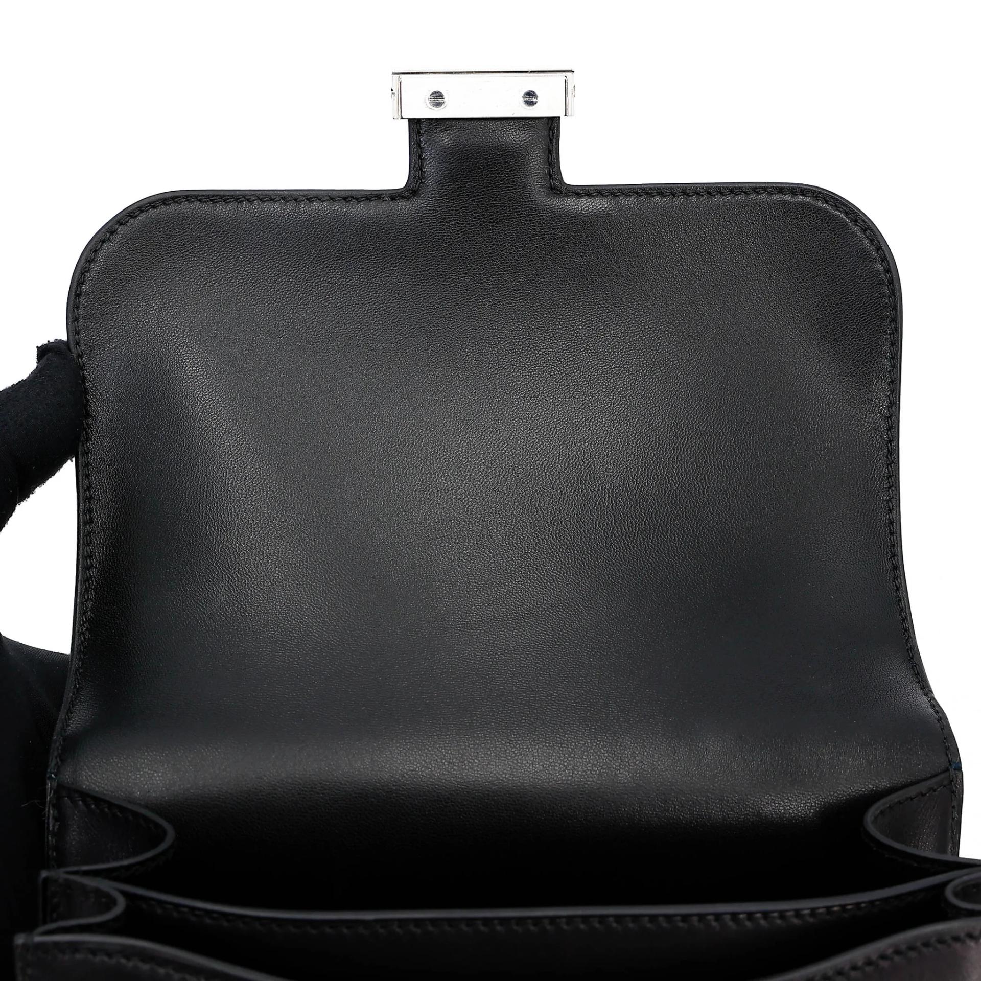 Very Good ( Rank A) HERMÈS Constance Mini Noir (89) Evercolor Palladium hardware A (2017) - 11