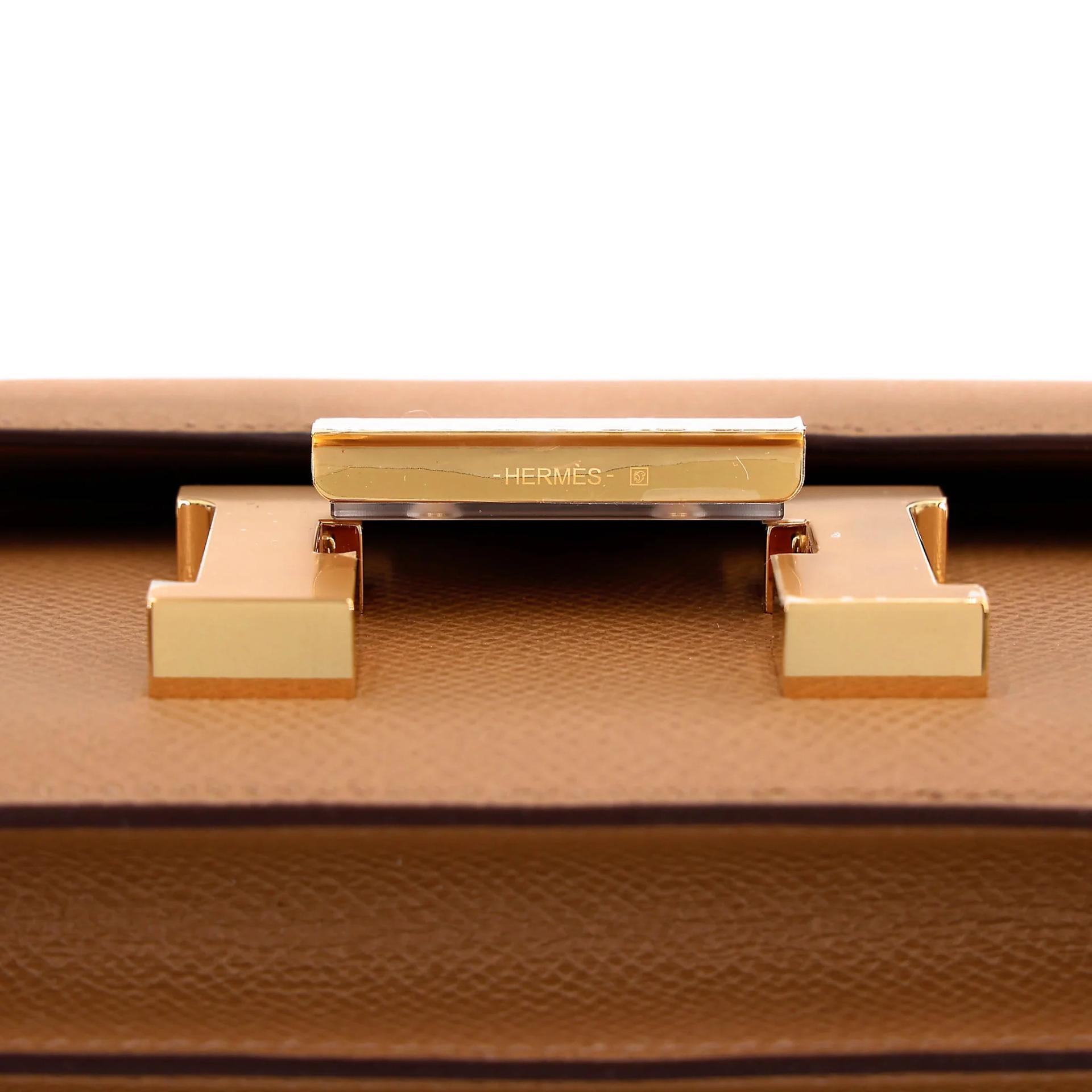 Brand New ( Rank N ) HERMÈS Constance Mini 19 Mirror Biscuit (4B) Epsom Gold hardware K (2025) - 9