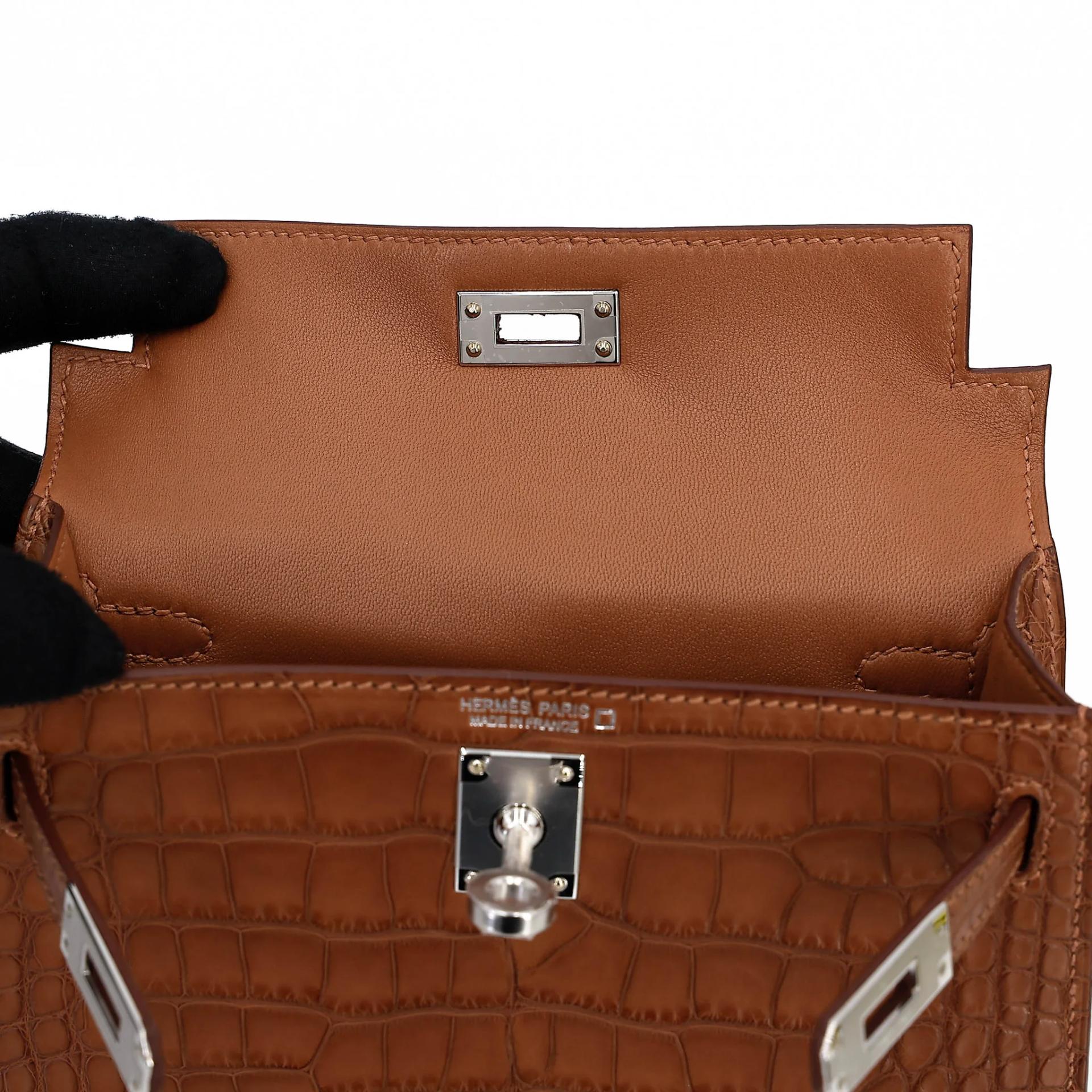 ランク N 新品 HERMÈS エルメス ミニケリー2 ゴールド (37) クロコダイル アリゲーター マット シルバー金具 G刻印 (2026) - 13