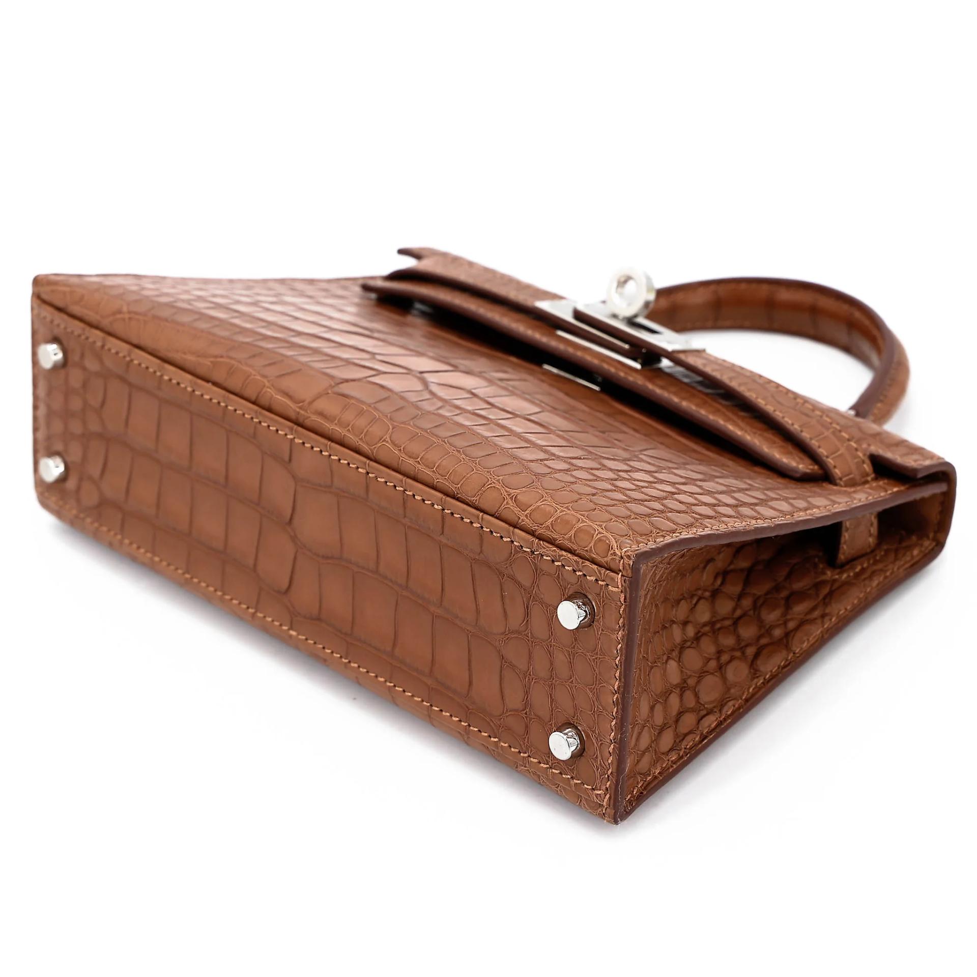 ランク N 新品 HERMÈS エルメス ミニケリー2 ゴールド (37) クロコダイル アリゲーター マット シルバー金具 G刻印 (2026) - 4