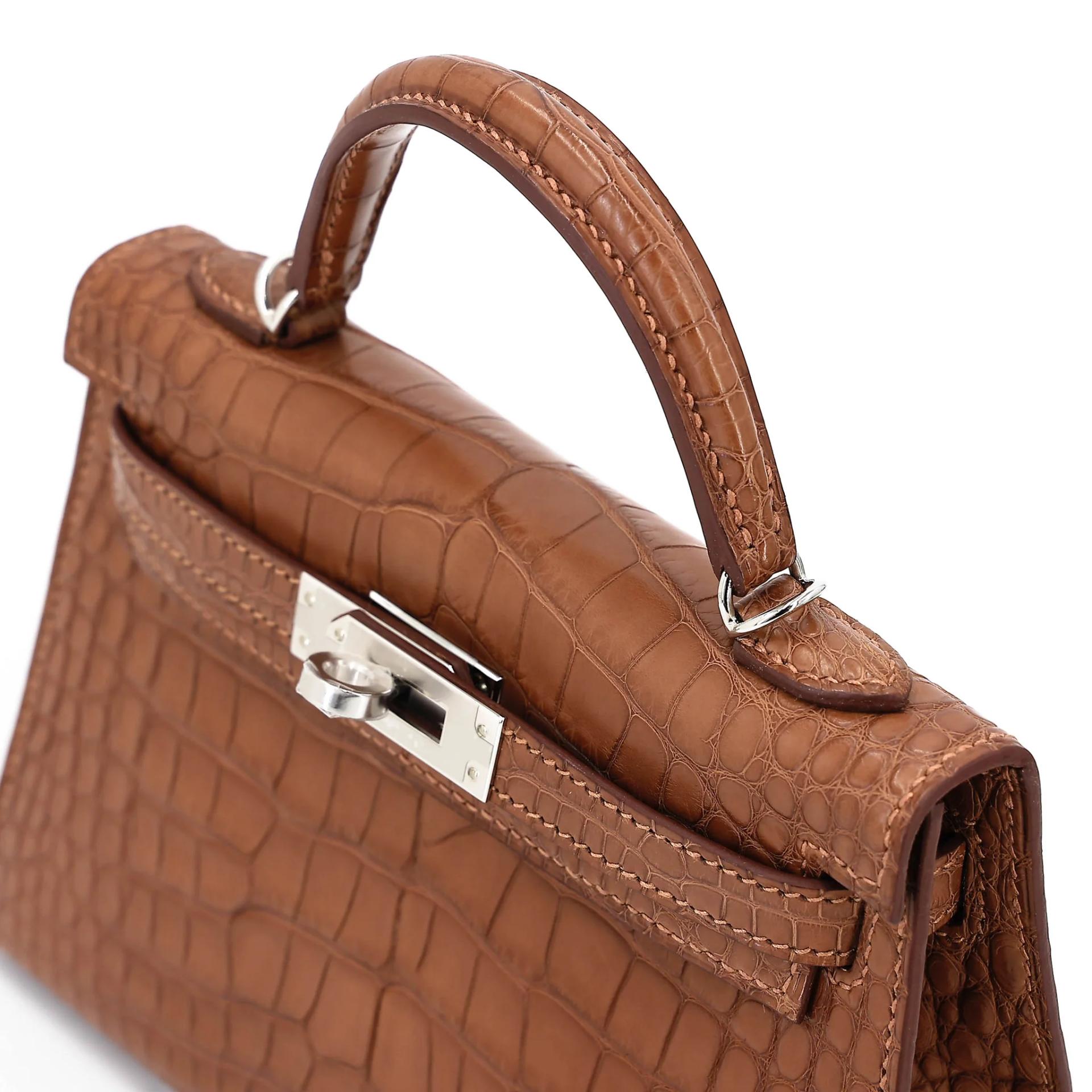 ランク N 新品 HERMÈS エルメス ミニケリー2 ゴールド (37) クロコダイル アリゲーター マット シルバー金具 G刻印 (2026) - 3