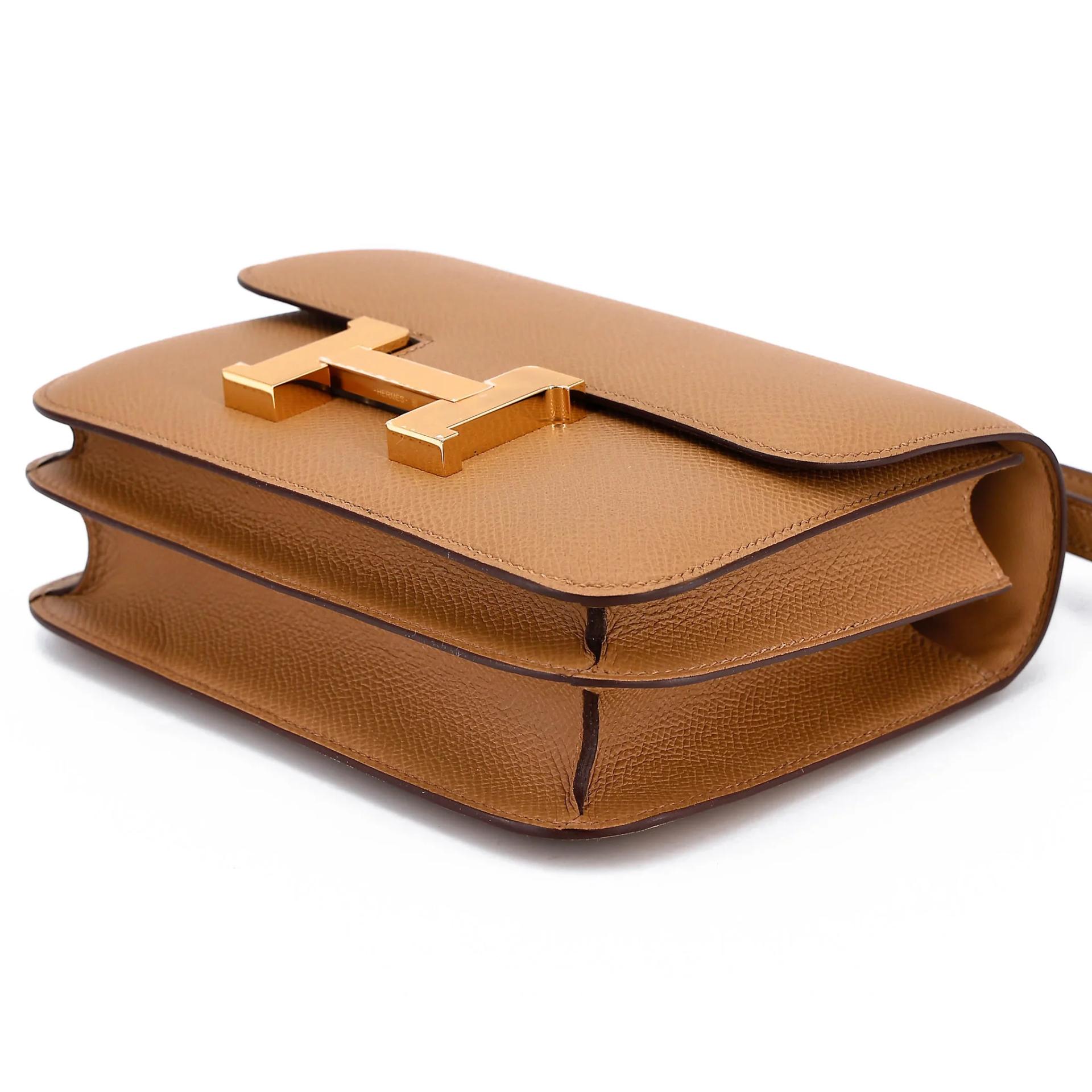Brand New ( Rank N ) HERMÈS Constance Mini 19 Mirror Biscuit (4B) Epsom Gold hardware K (2025) - 4