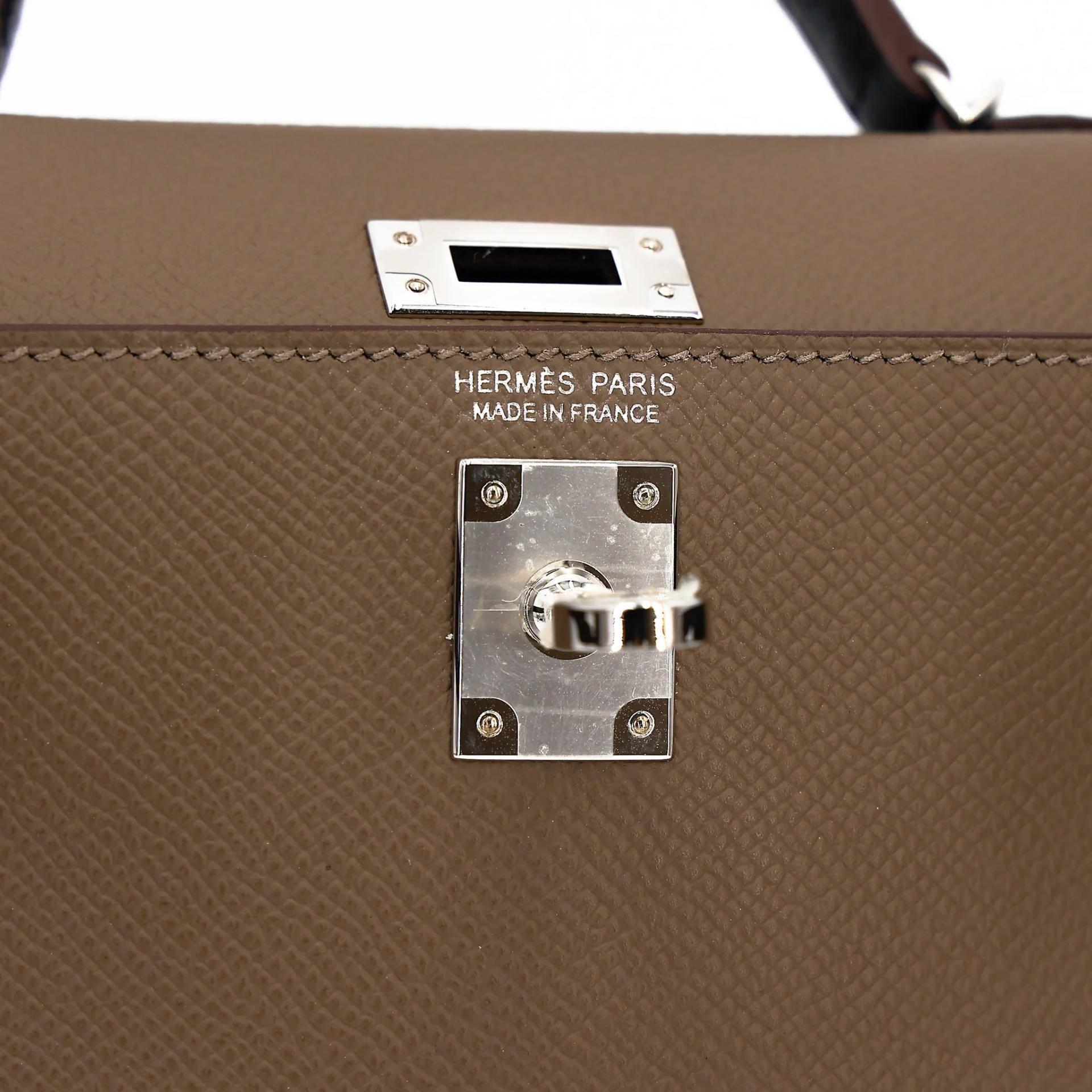 未使用保存品 HERMÈS 爱马仕 Mini Kelly 二代 18 大象灰 Etoupe 46 乌木色 Ebene 89 黑色 Noir (Black) Epsom牛皮 银扣 B刻 2023年 - 14