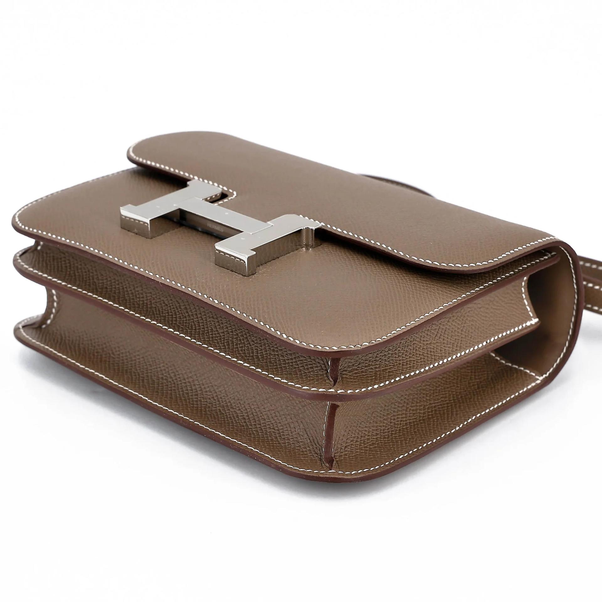 全新 HERMÈS 爱马仕 Constance 康康 Mini 19 Mirror 18 大象灰 Etoupe Epsom牛皮 银扣 G刻 2026年 - 4