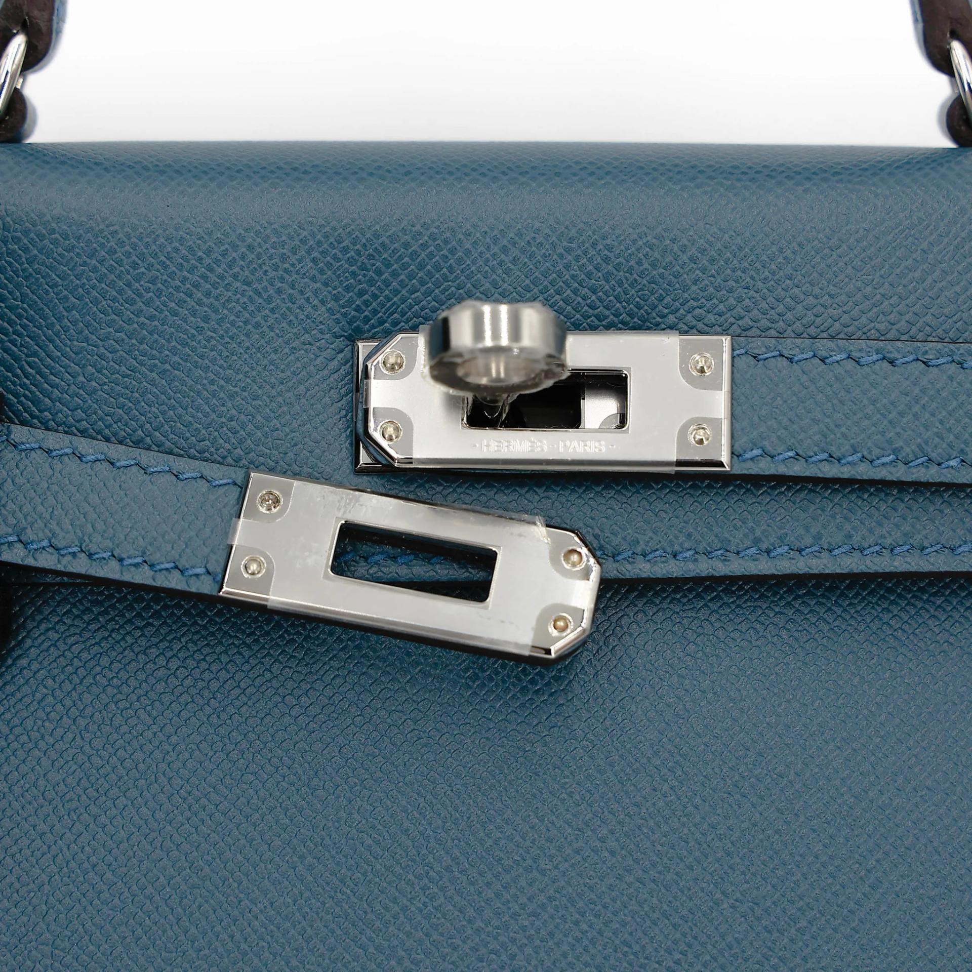 未使用保存品 HERMÈS 爱马仕 Mini Kelly 二代 N7 风暴蓝 Bleu Tempete Madame皮 银扣 K刻 2025年 - 8
