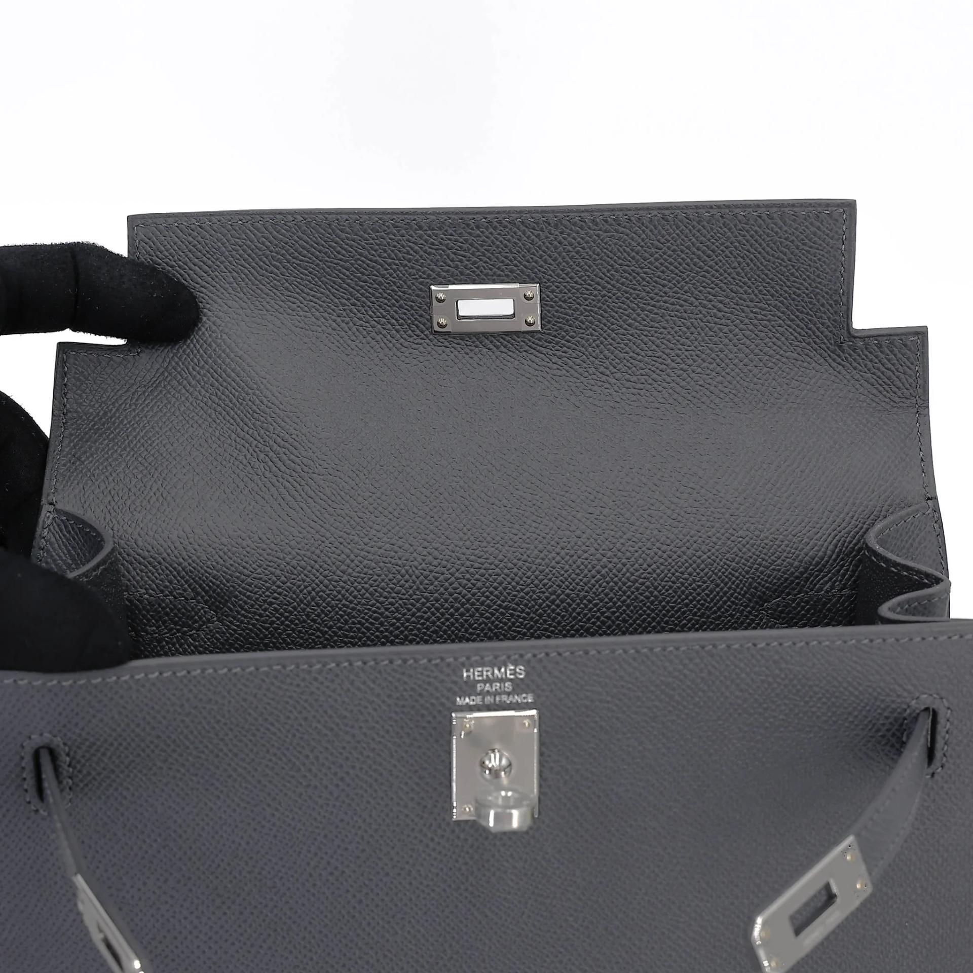 全新 HERMÈS 爱马仕 Kelly 25 外缝 85 石板灰 Ardoise Epsom牛皮 银扣 G刻 2026年 - 12